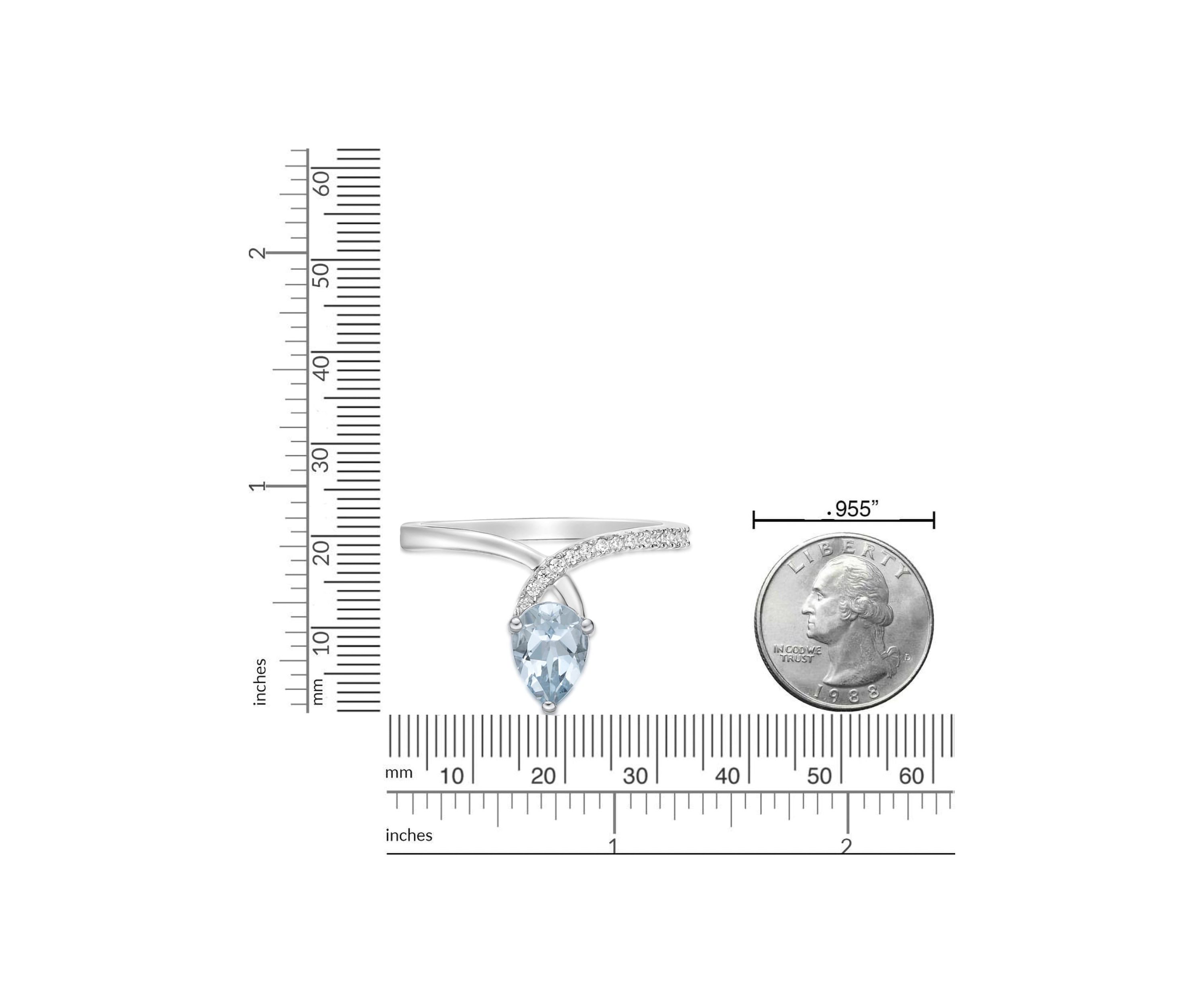 5/8 ct. t.w. Aquamarine and Diamond Accent Ring in 10K White Gold