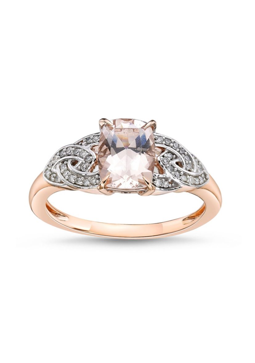 1 1/2 ct. t.w. Morganite and 1/10 ct. t.w. Diamond Ring in 10K Rose Gold