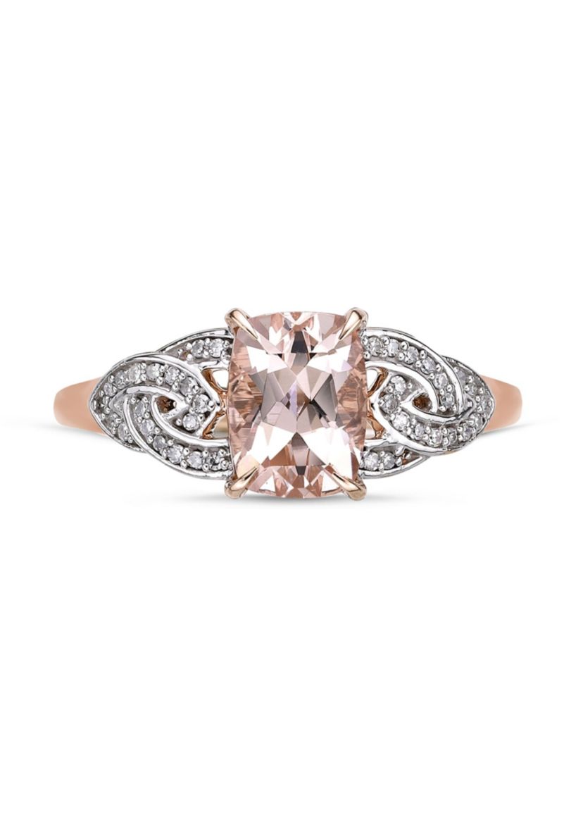 1 1/2 ct. t.w. Morganite and 1/10 ct. t.w. Diamond Ring in 10K Rose Gold