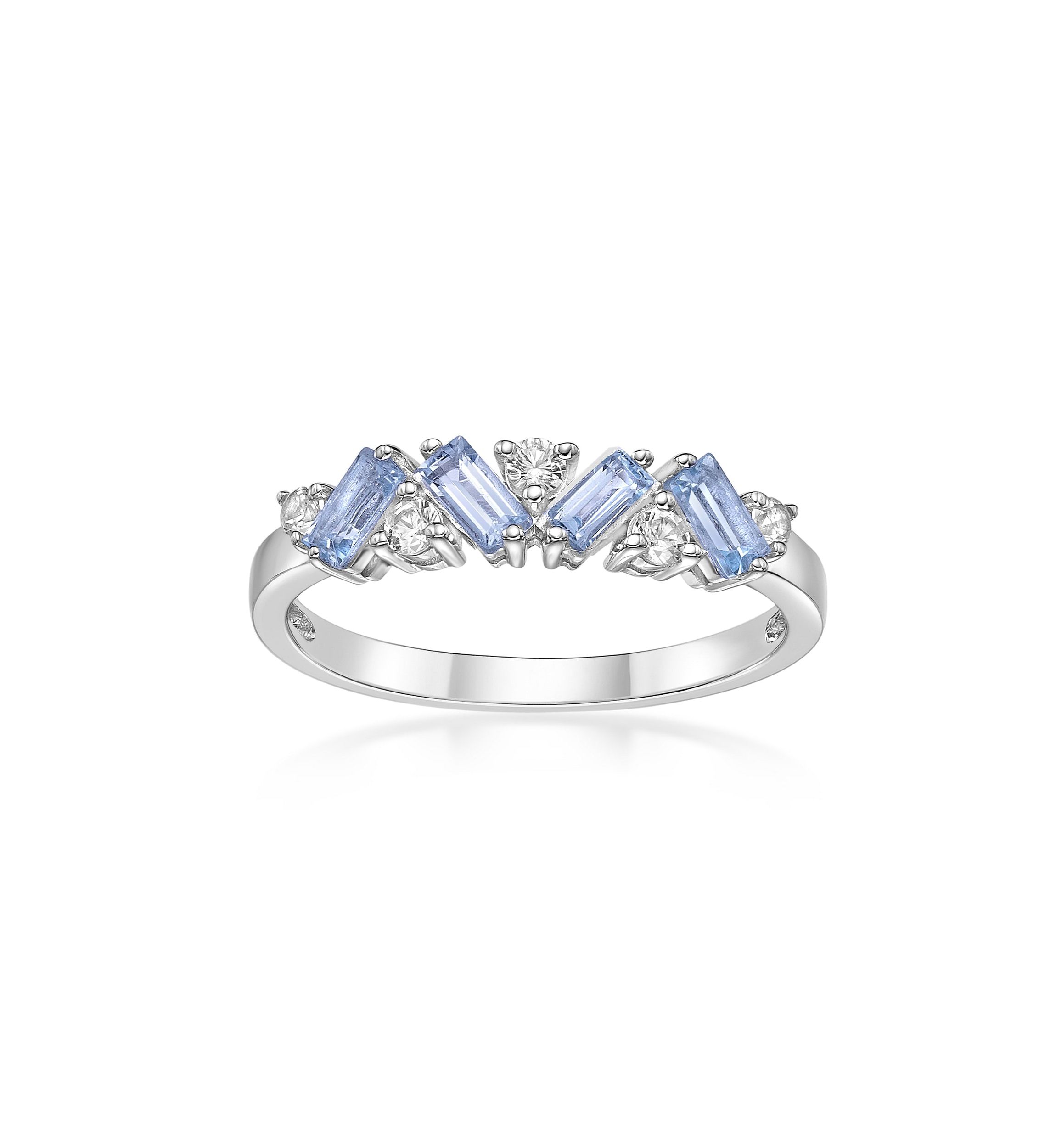 Lab Created 3/8 ct. t.w. Blue Topaz and Created White Sapphire Ring in Sterling Silver