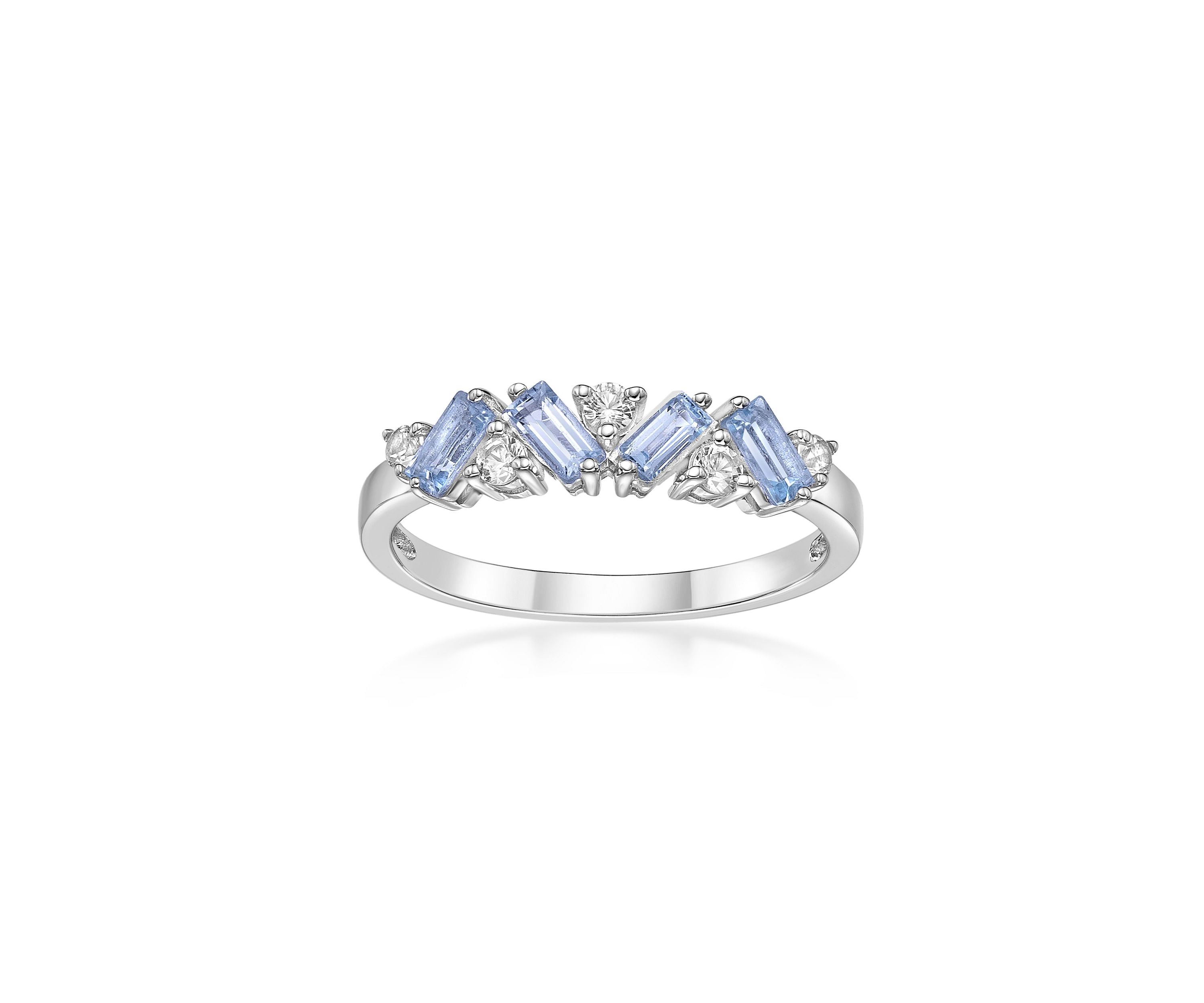 Lab Created 3/8 ct. t.w. Blue Topaz and Created White Sapphire Ring in Sterling Silver