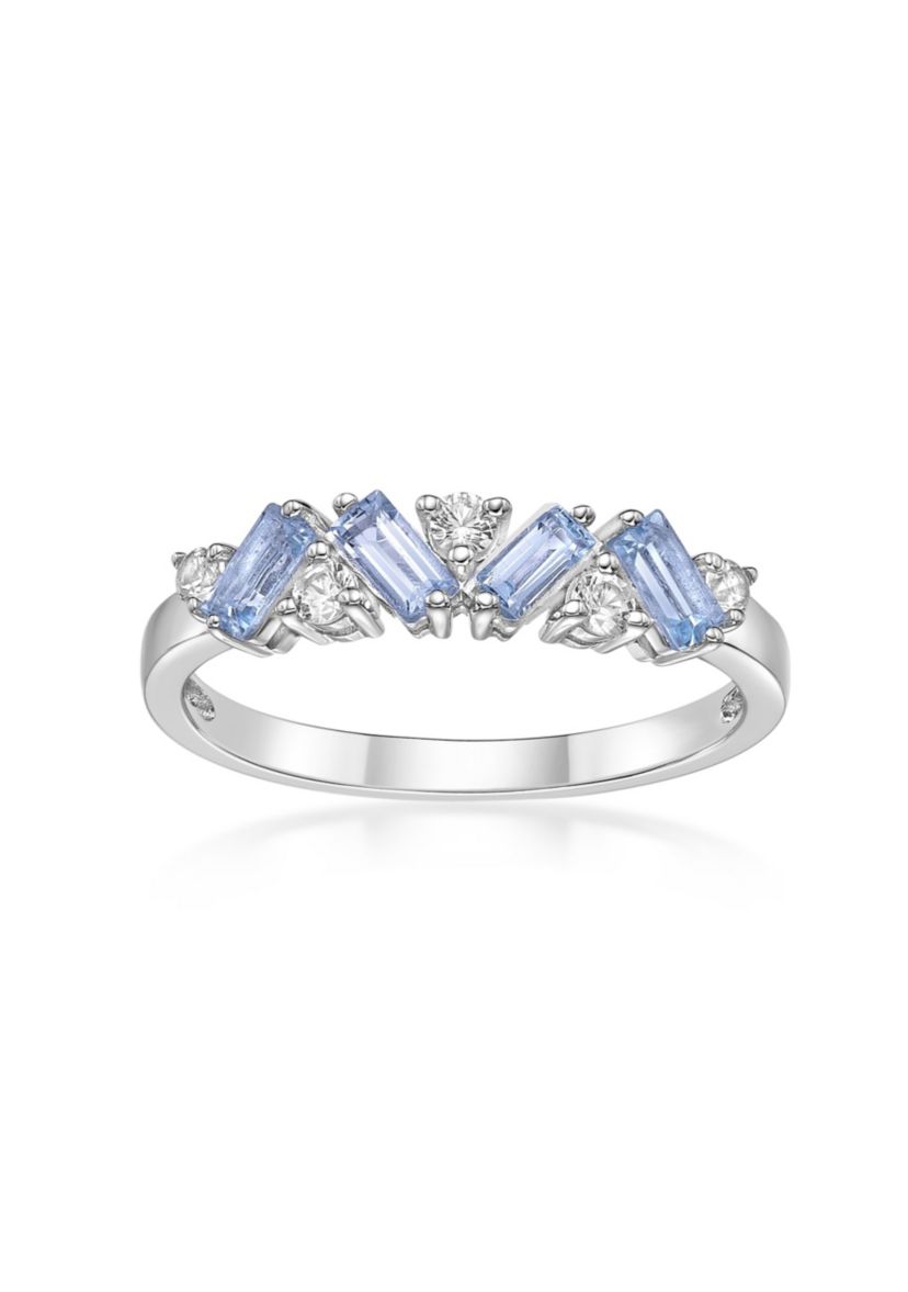 Lab Created 3/8 ct. t.w. Blue Topaz and Created White Sapphire Ring in Sterling Silver