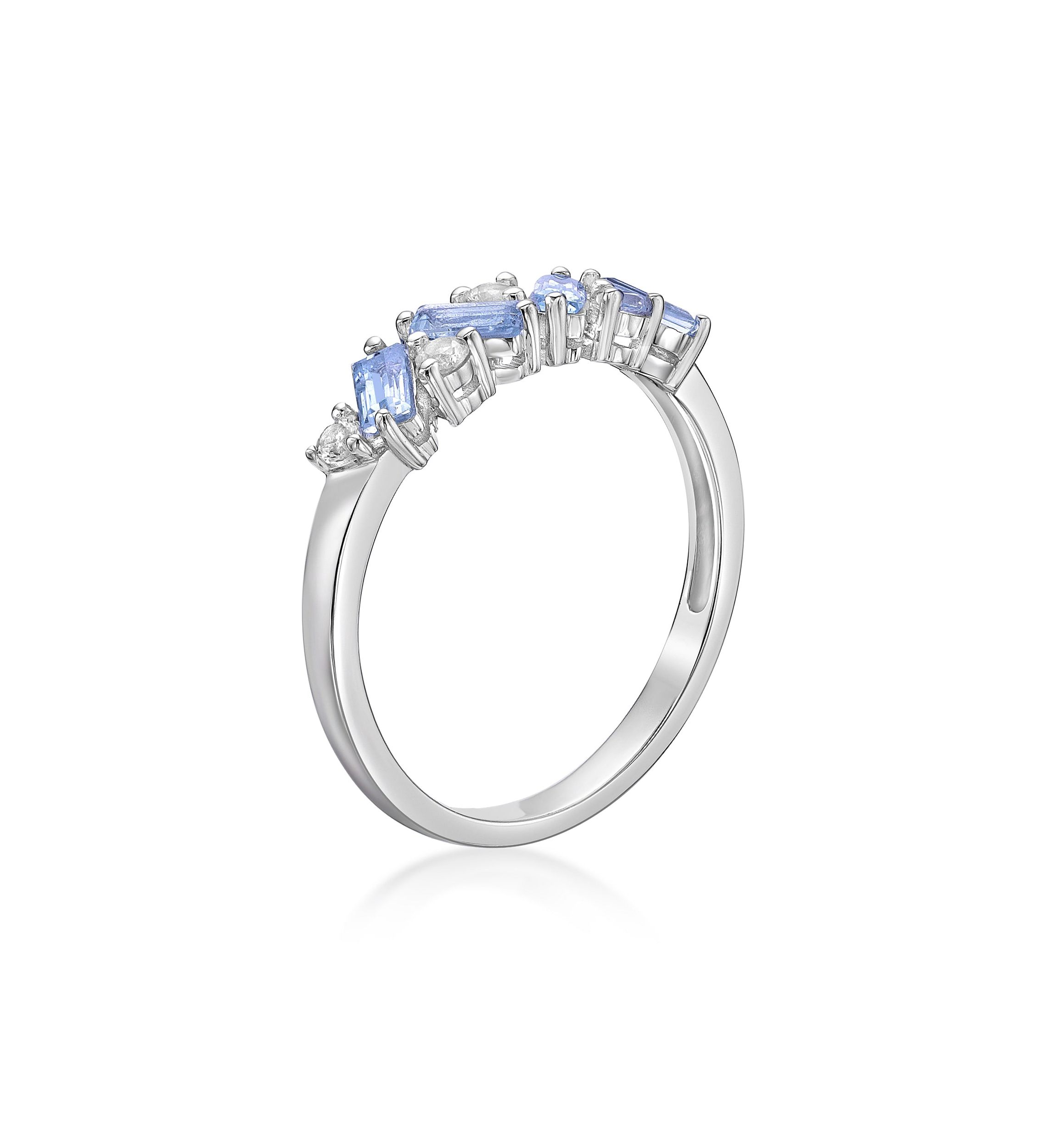 Lab Created 3/8 ct. t.w. Blue Topaz and Created White Sapphire Ring in Sterling Silver