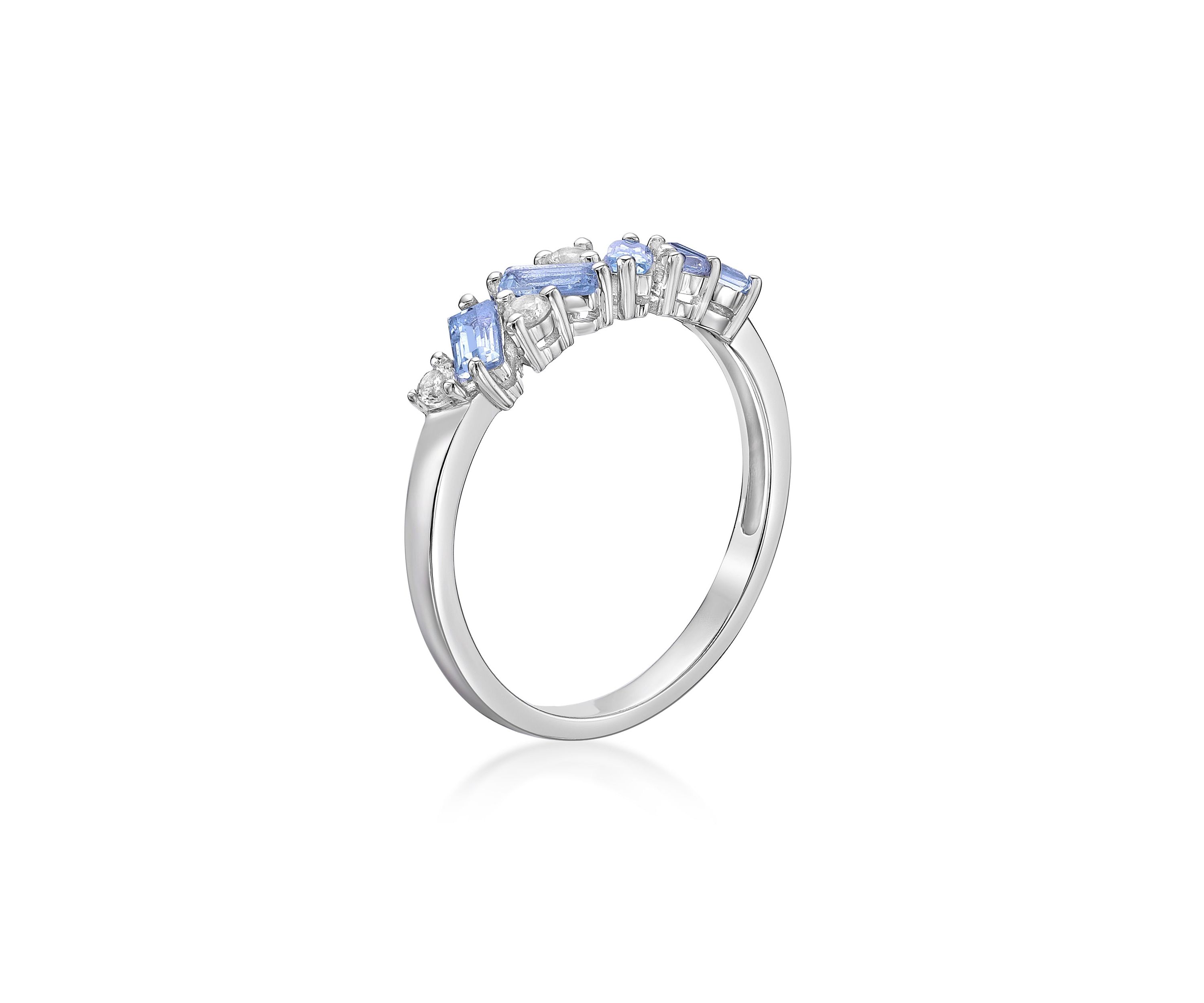 Lab Created 3/8 ct. t.w. Blue Topaz and Created White Sapphire Ring in Sterling Silver