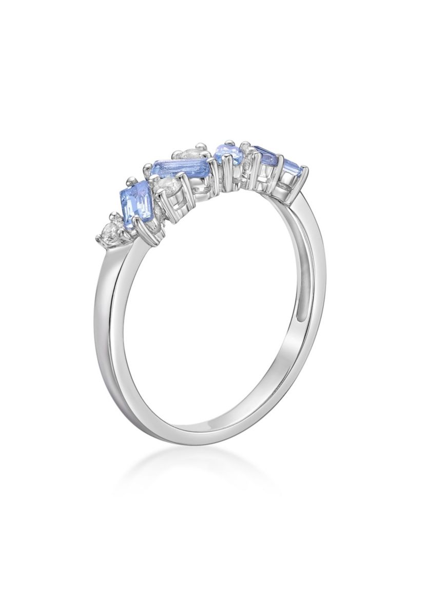 Lab Created 3/8 ct. t.w. Blue Topaz and Created White Sapphire Ring in Sterling Silver