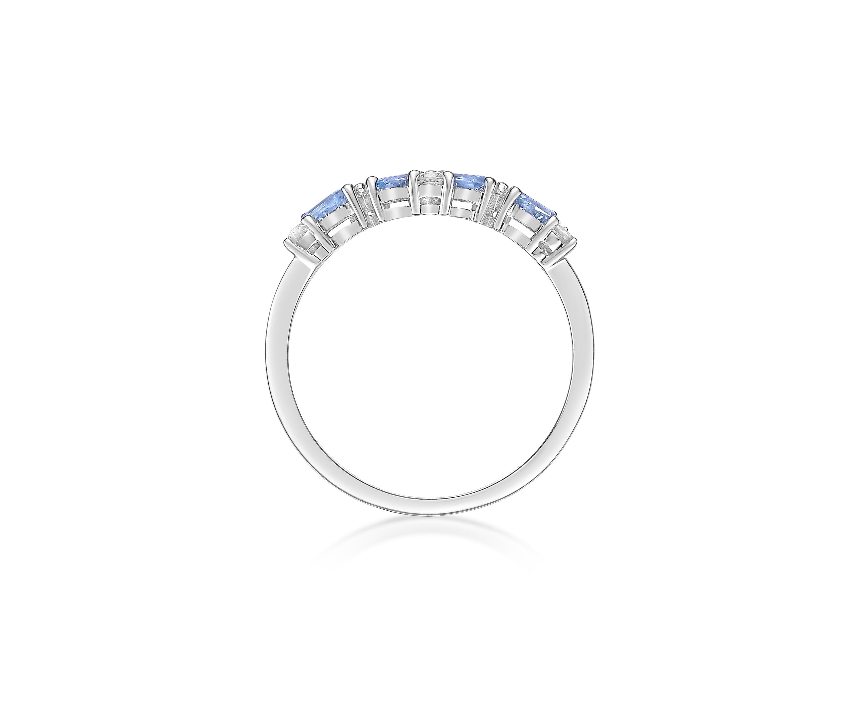 Lab Created 3/8 ct. t.w. Blue Topaz and Created White Sapphire Ring in Sterling Silver