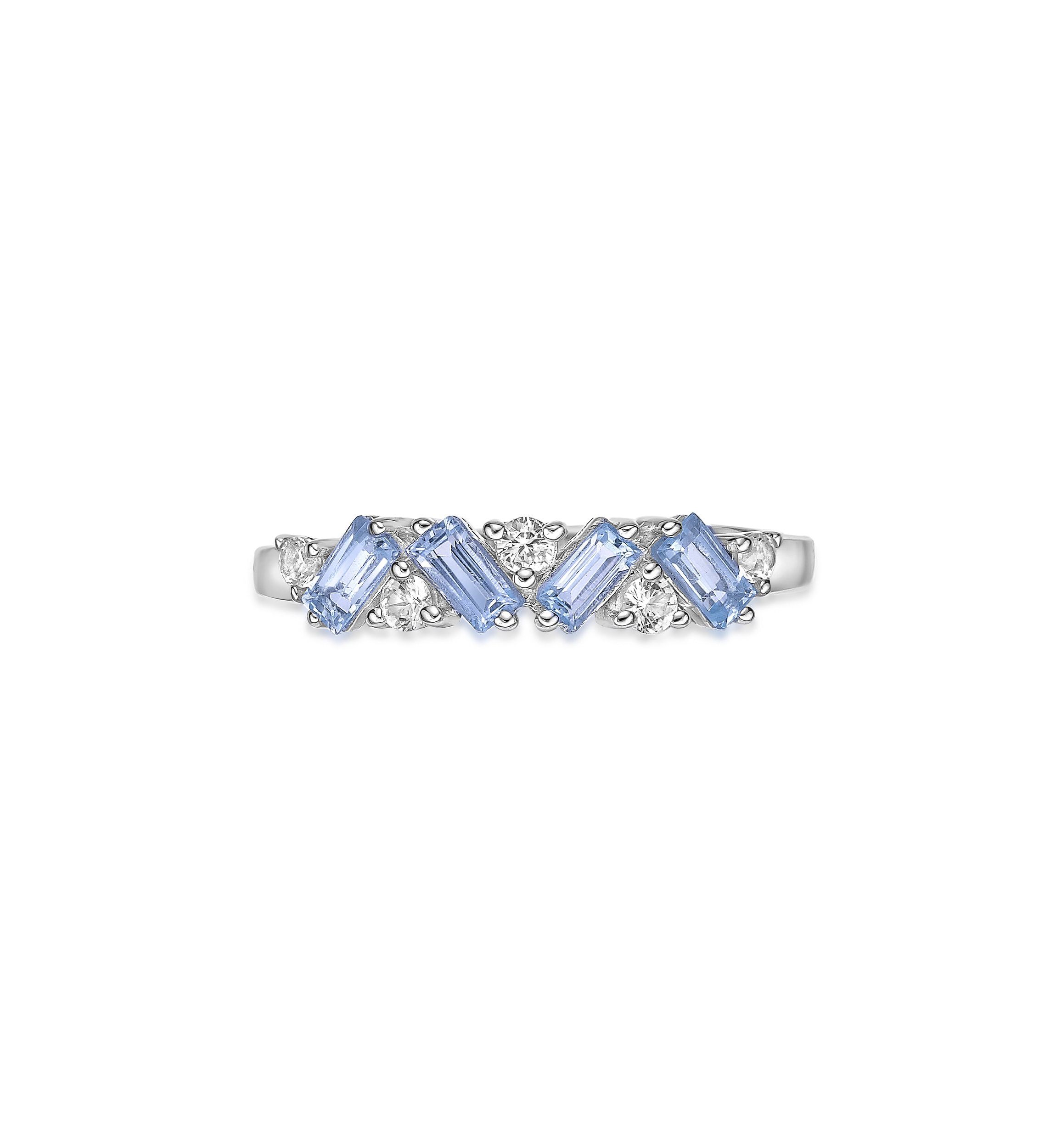Lab Created 3/8 ct. t.w. Blue Topaz and Created White Sapphire Ring in Sterling Silver