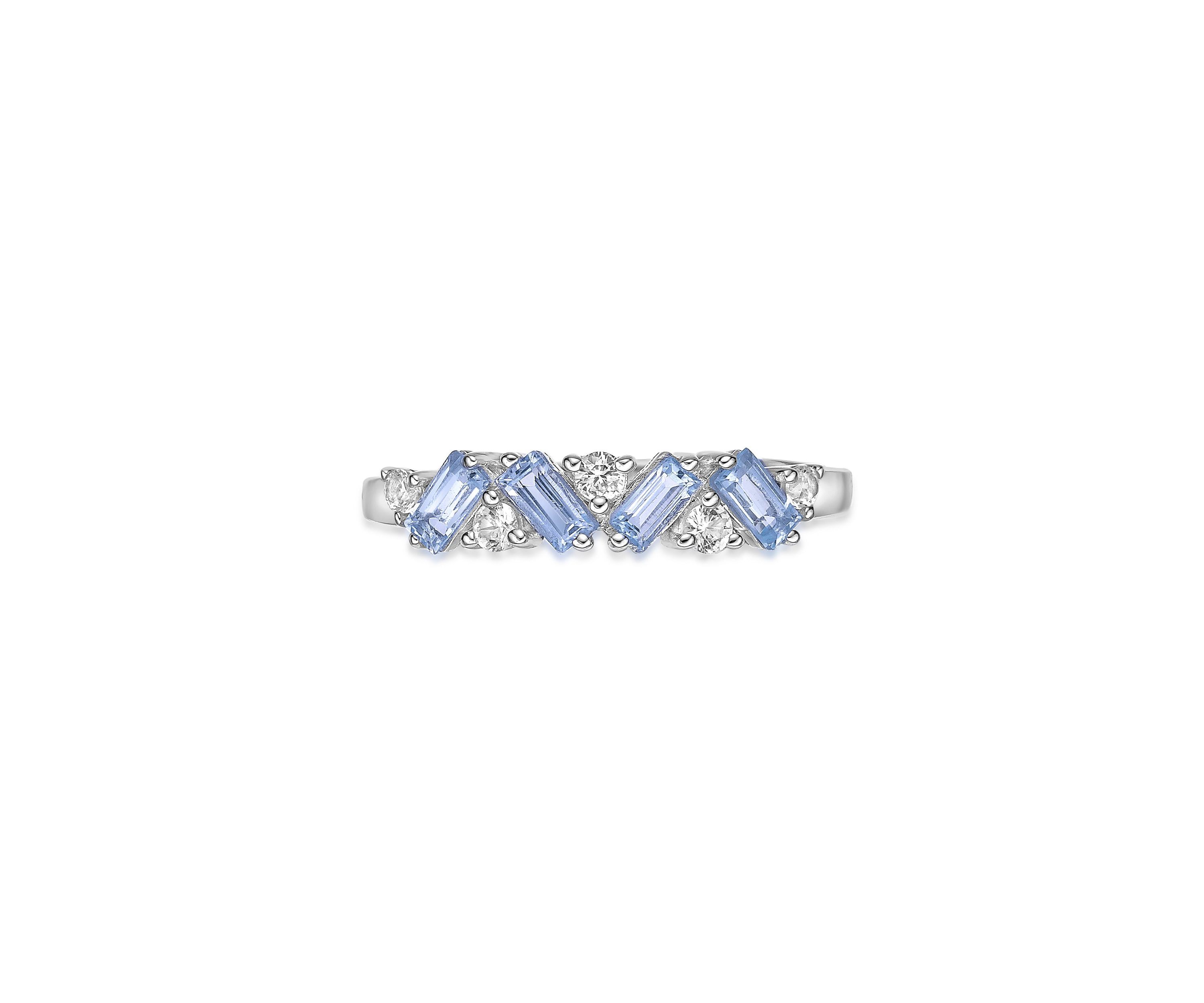Lab Created 3/8 ct. t.w. Blue Topaz and Created White Sapphire Ring in Sterling Silver