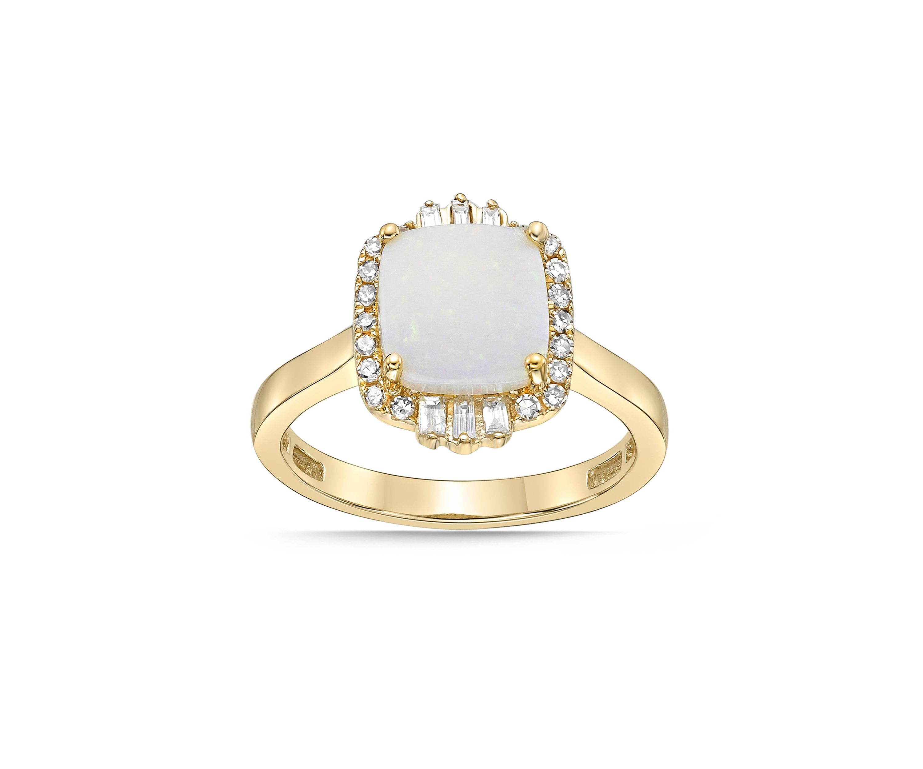 1 1/4 ct. t.w. Opal and 1/4 ct. t.w. Diamond Ring in 10K Gold