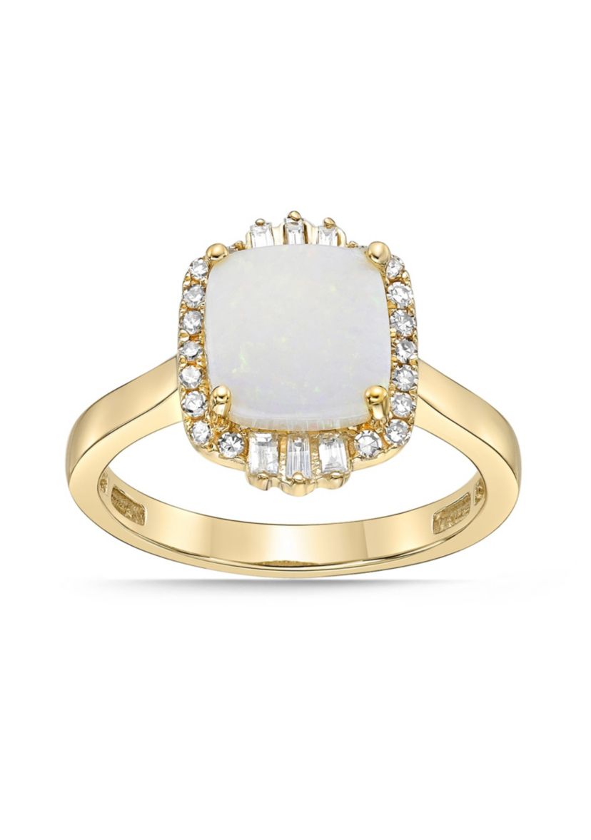 1 1/4 ct. t.w. Opal and 1/4 ct. t.w. Diamond Ring in 10K Gold