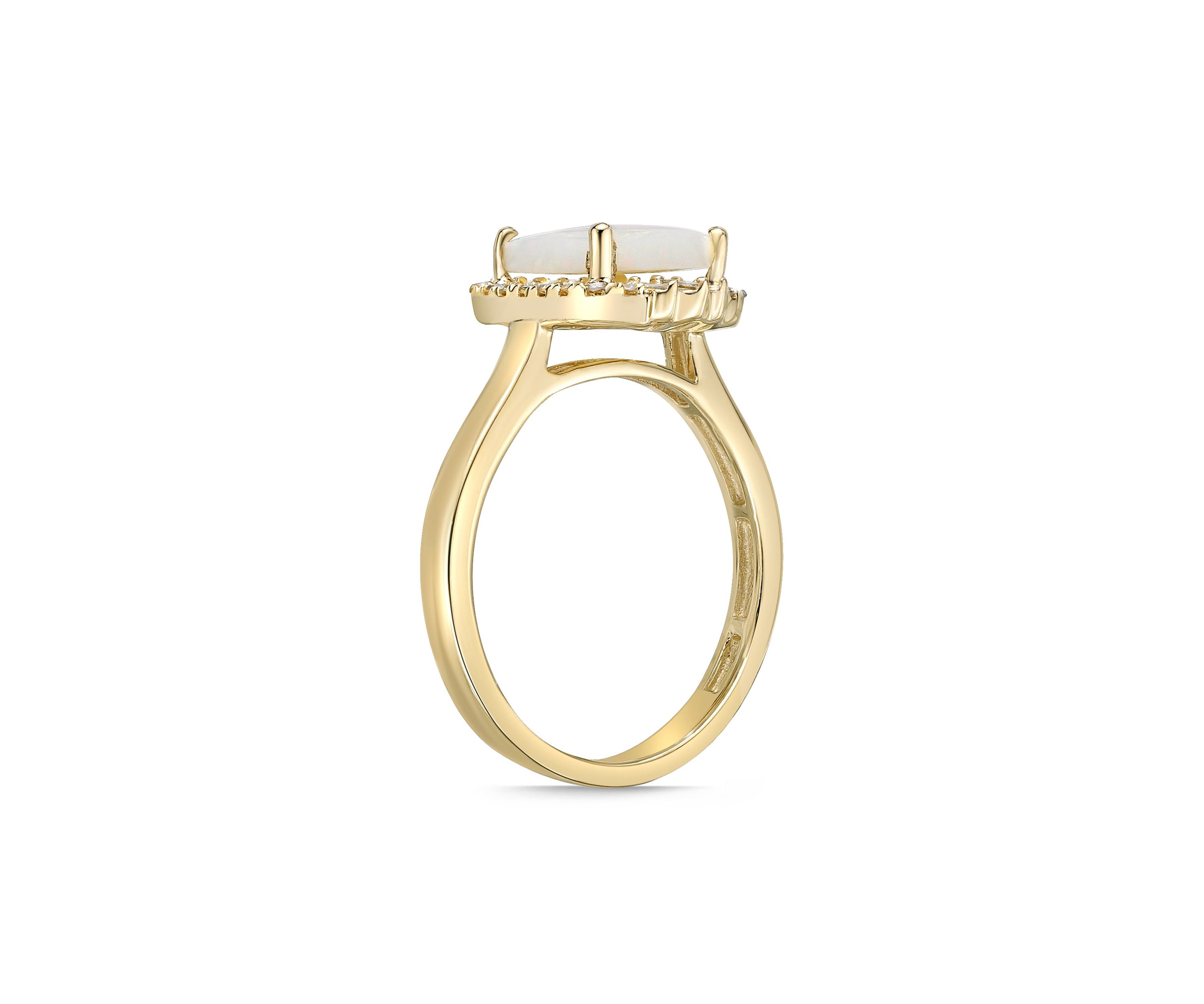 1 1/4 ct. t.w. Opal and 1/4 ct. t.w. Diamond Ring in 10K Gold