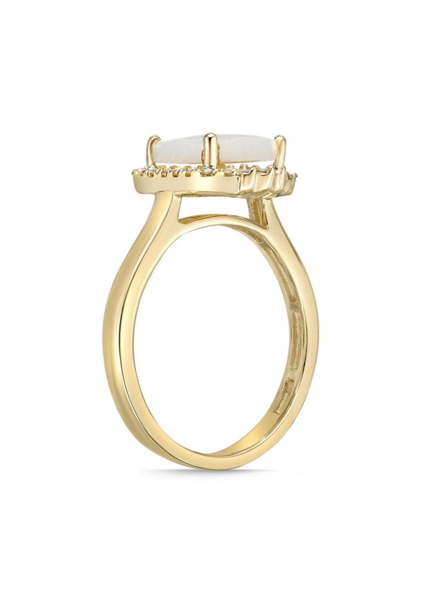 1 1/4 ct. t.w. Opal and 1/4 ct. t.w. Diamond Ring in 10K Gold