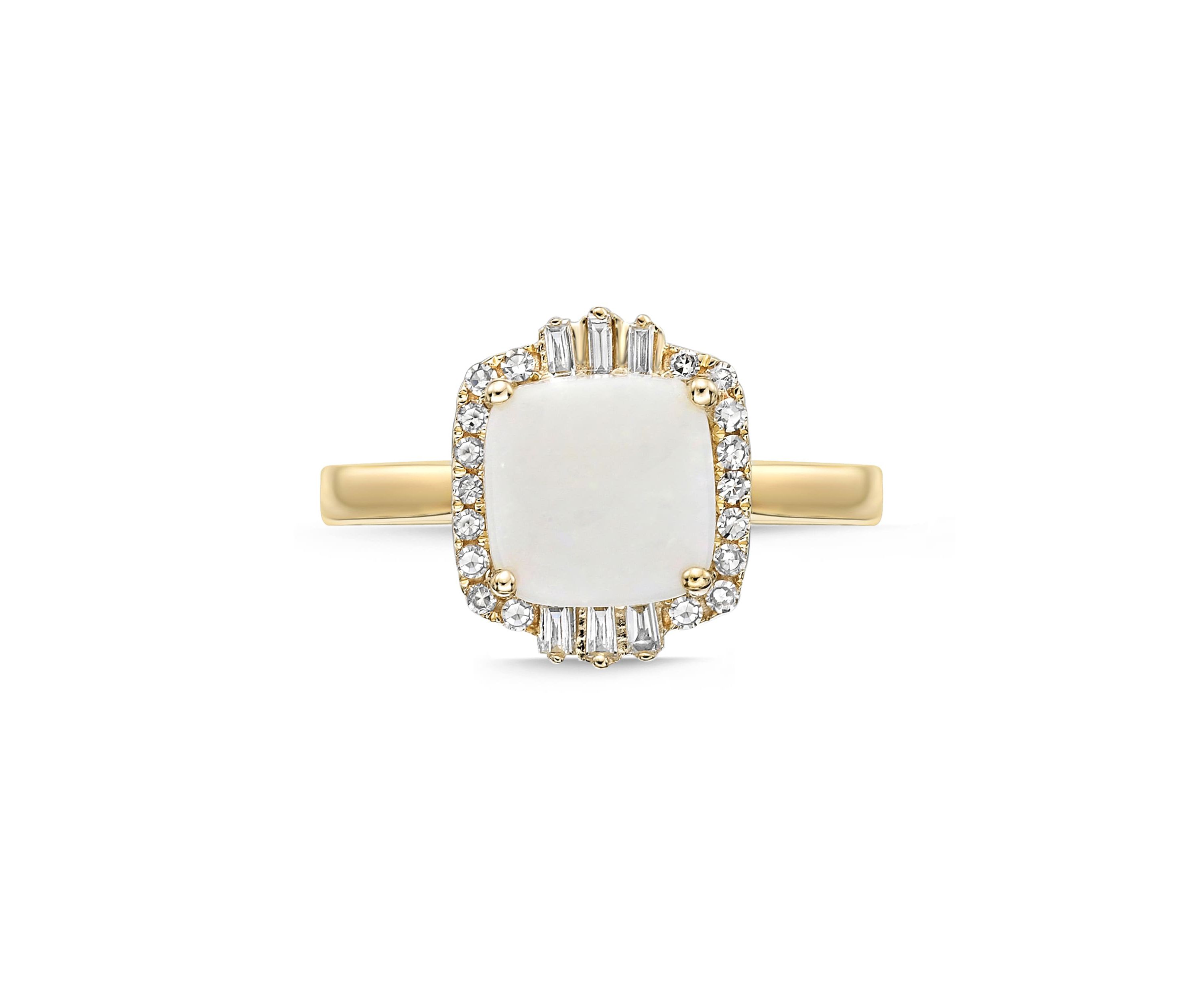 1 1/4 ct. t.w. Opal and 1/4 ct. t.w. Diamond Ring in 10K Gold