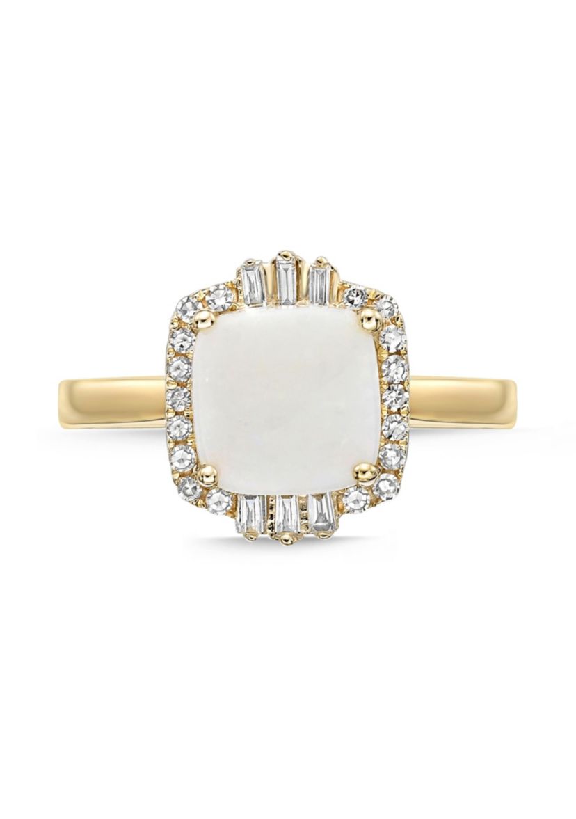 1 1/4 ct. t.w. Opal and 1/4 ct. t.w. Diamond Ring in 10K Gold