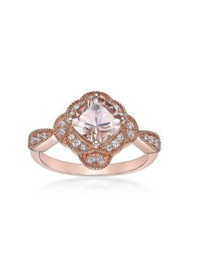 Gemminded 1 3/8 ct. t.w. Morganite and 1/5 ct. t.w. DiamondRing in 10K Rose Gold, Pink, 6