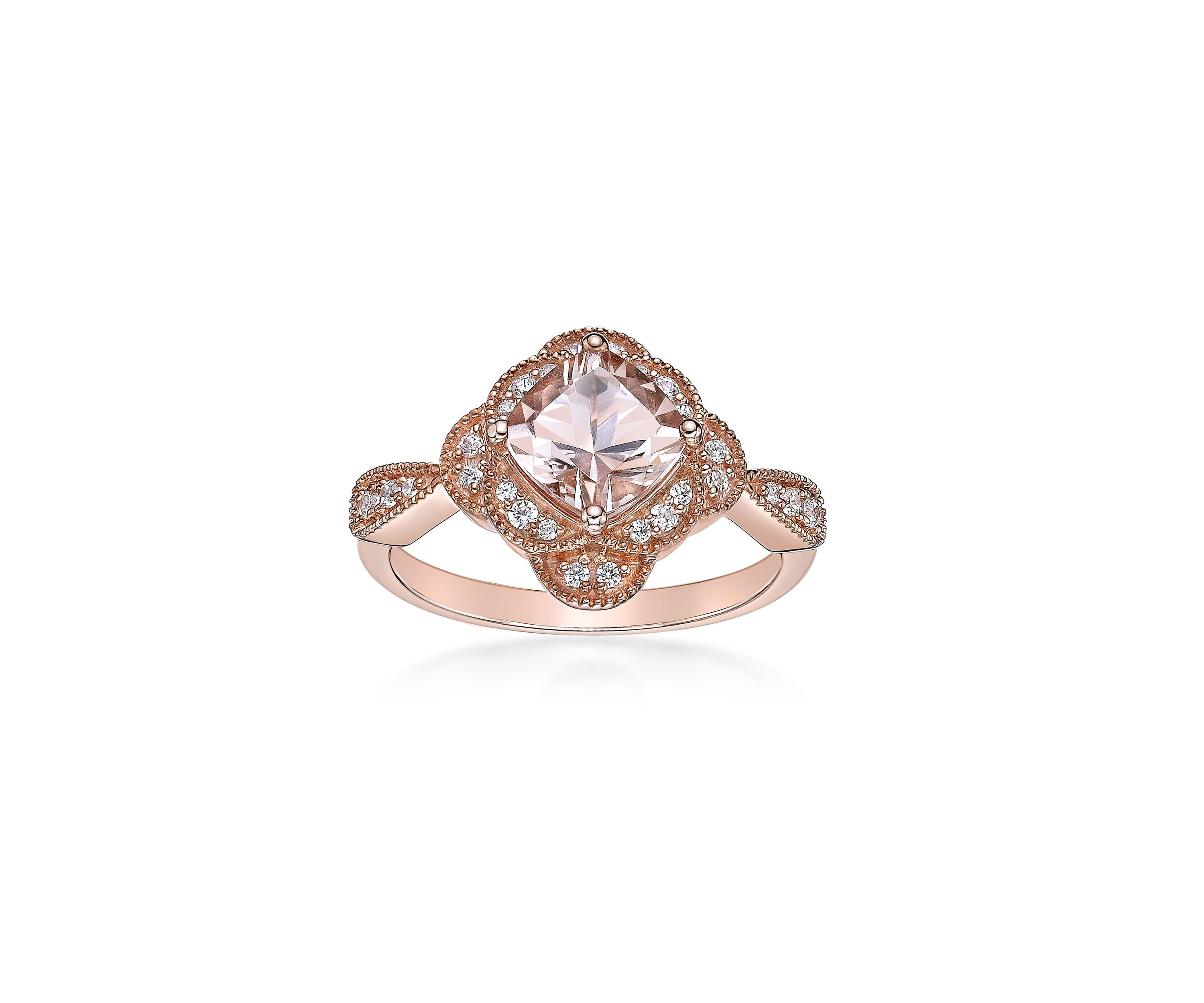 1 3/8 ct. t.w. Morganite and 1/5 ct. t.w. DiamondRing in 10K Rose Gold