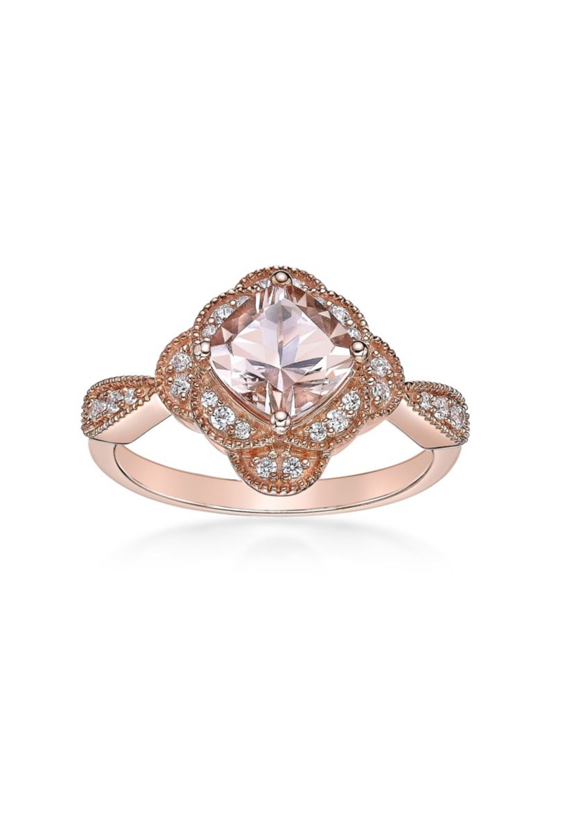 1 3/8 ct. t.w. Morganite and 1/5 ct. t.w. DiamondRing in 10K Rose Gold