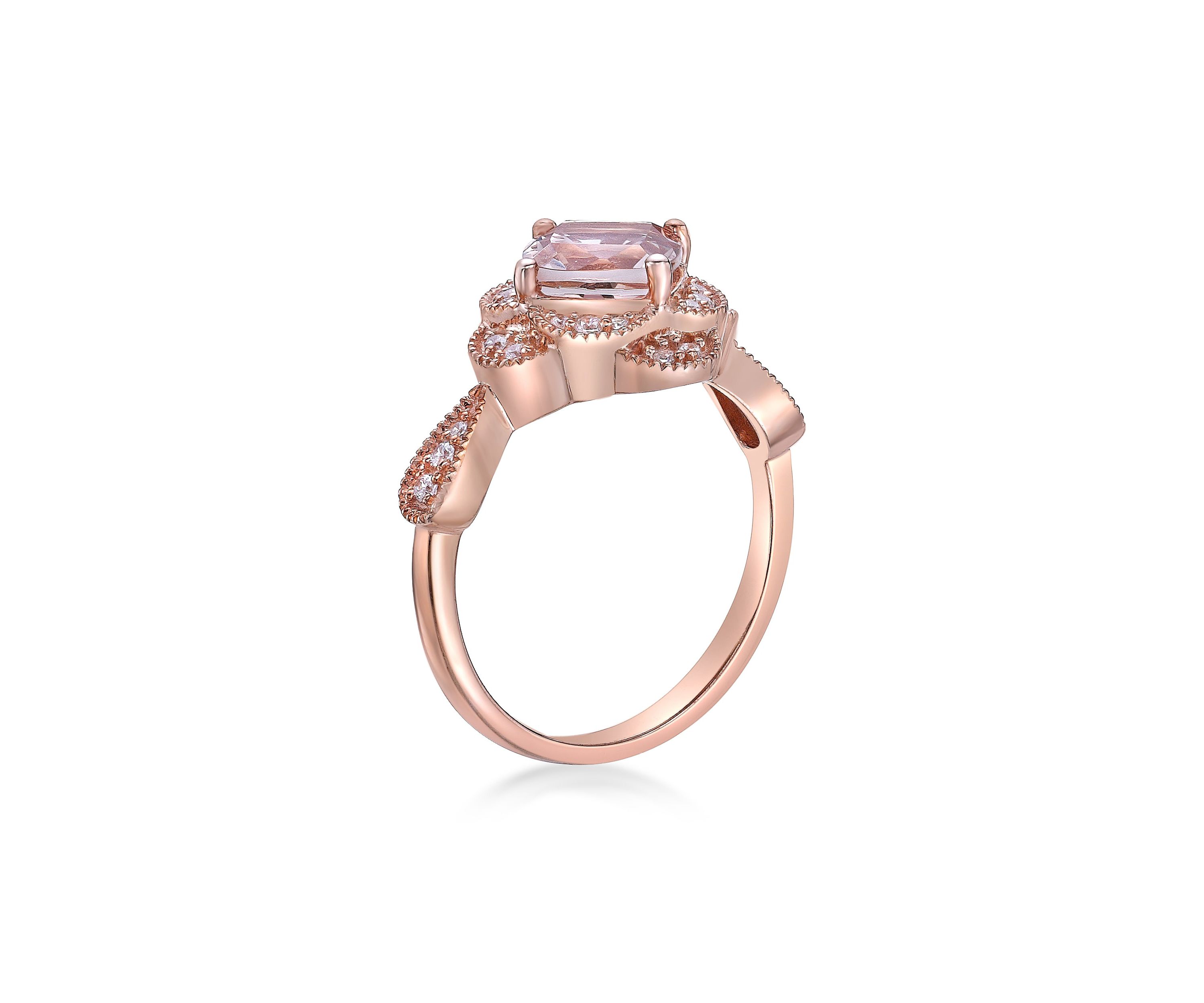 1 3/8 ct. t.w. Morganite and 1/5 ct. t.w. DiamondRing in 10K Rose Gold