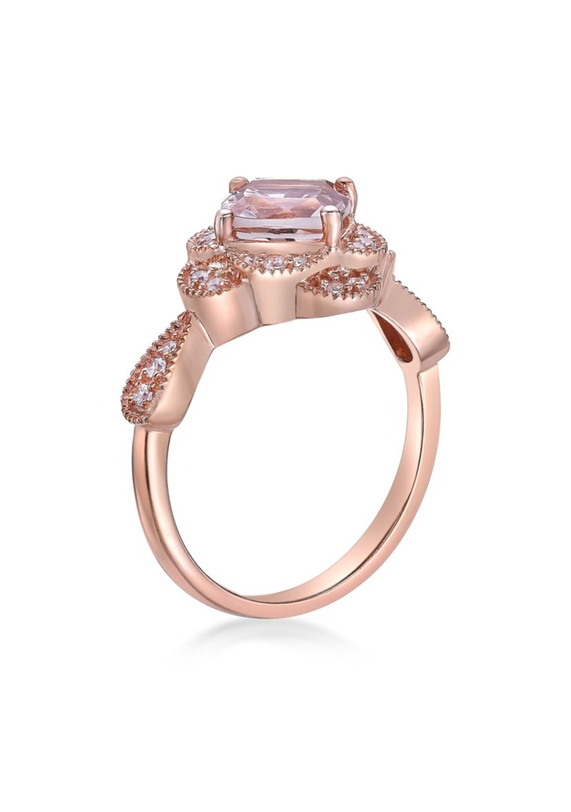 1 3/8 ct. t.w. Morganite and 1/5 ct. t.w. DiamondRing in 10K Rose Gold