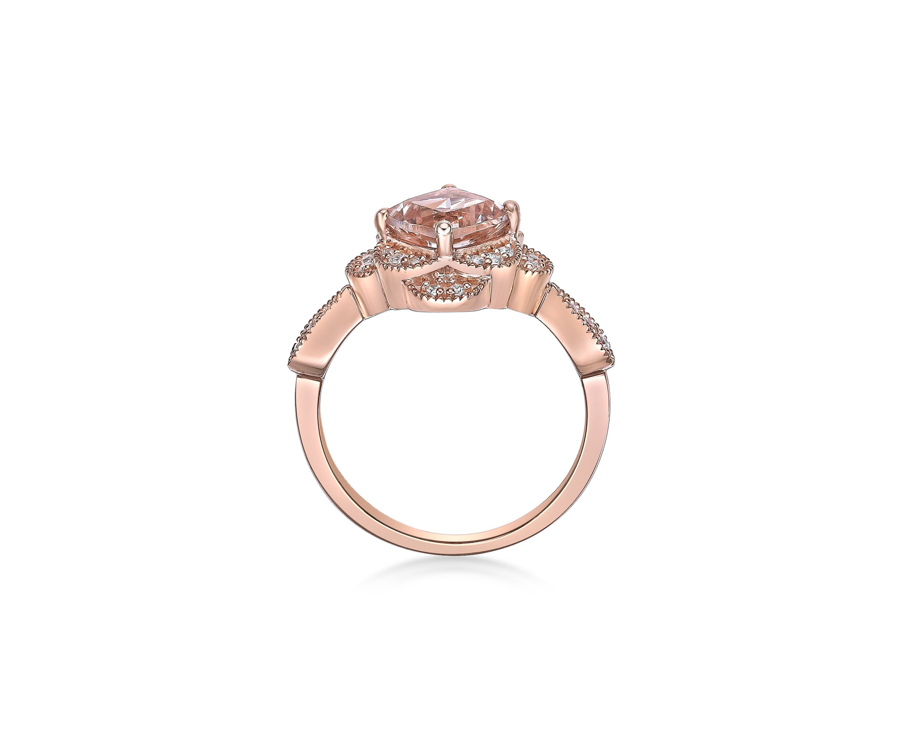 1 3/8 ct. t.w. Morganite and 1/5 ct. t.w. DiamondRing in 10K Rose Gold