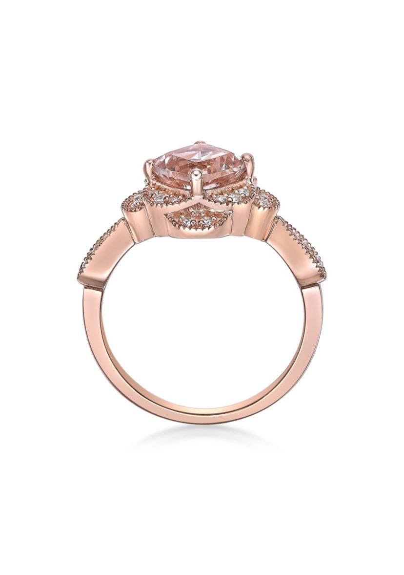 1 3/8 ct. t.w. Morganite and 1/5 ct. t.w. DiamondRing in 10K Rose Gold