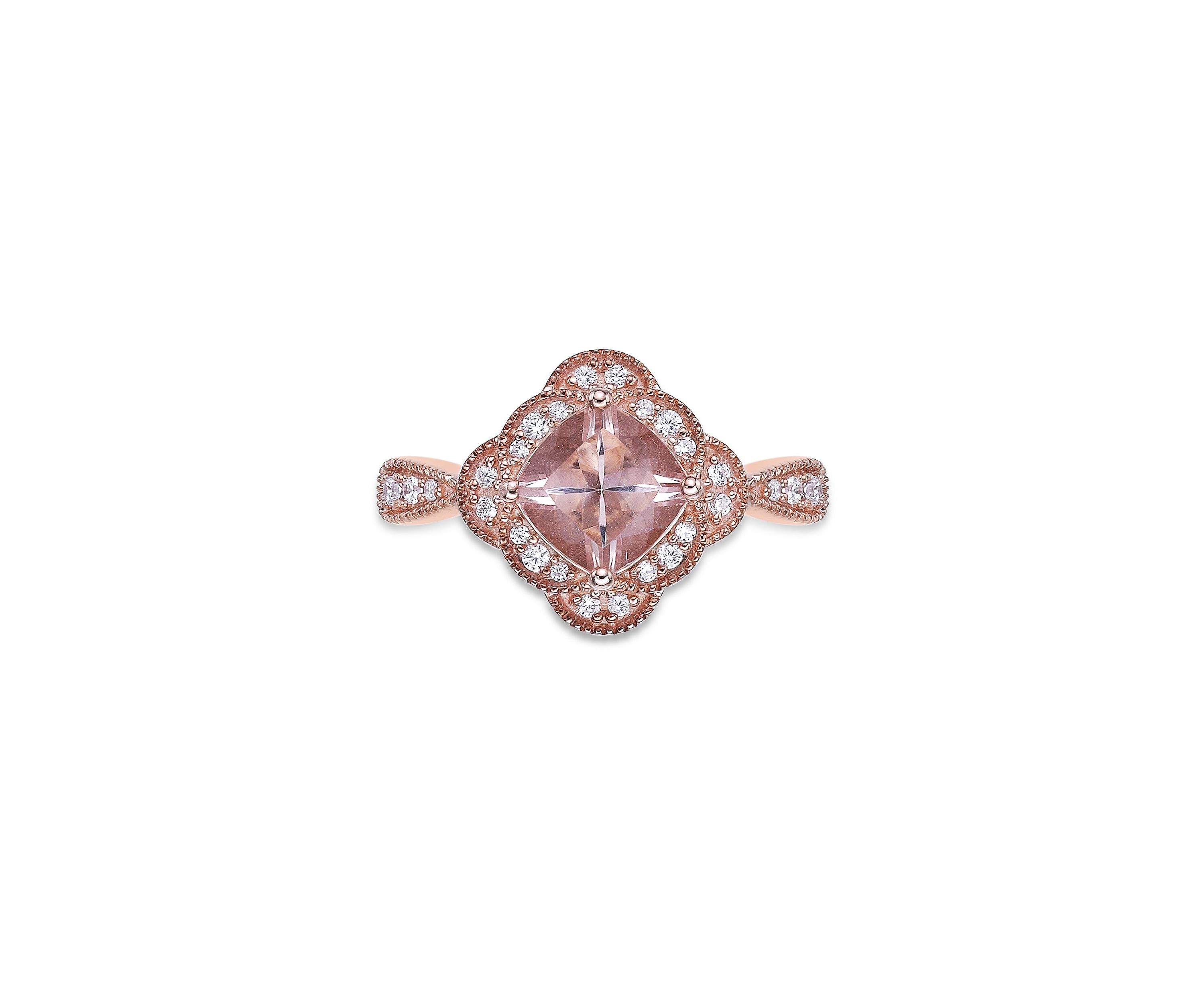 1 3/8 ct. t.w. Morganite and 1/5 ct. t.w. DiamondRing in 10K Rose Gold