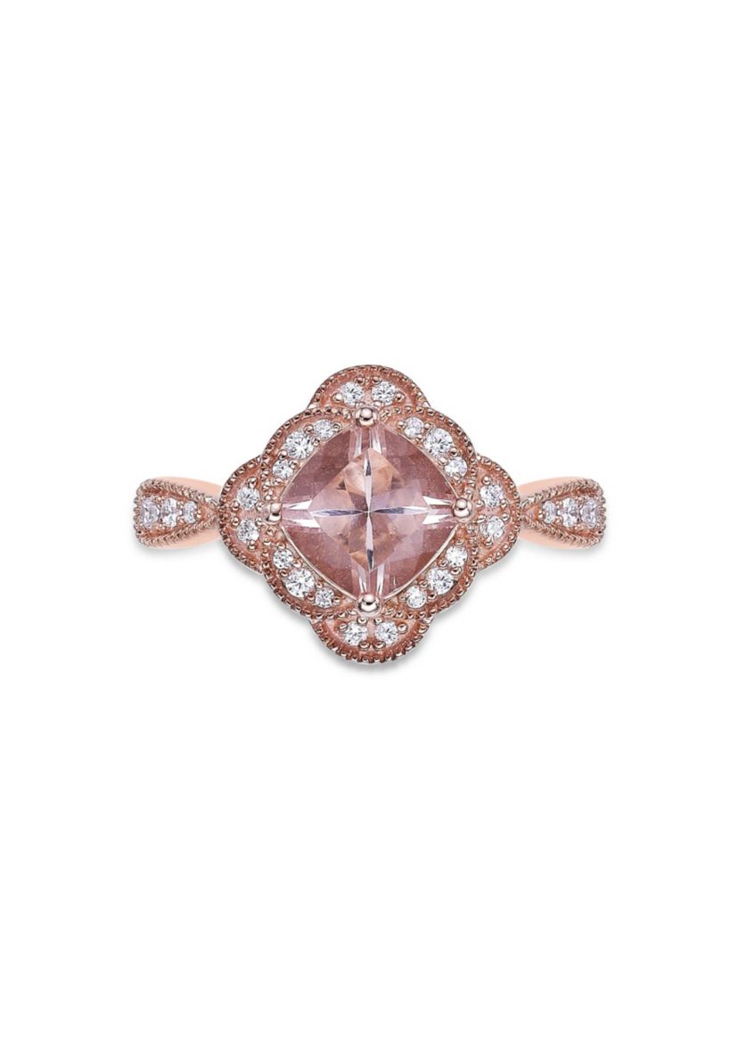 1 3/8 ct. t.w. Morganite and 1/5 ct. t.w. DiamondRing in 10K Rose Gold