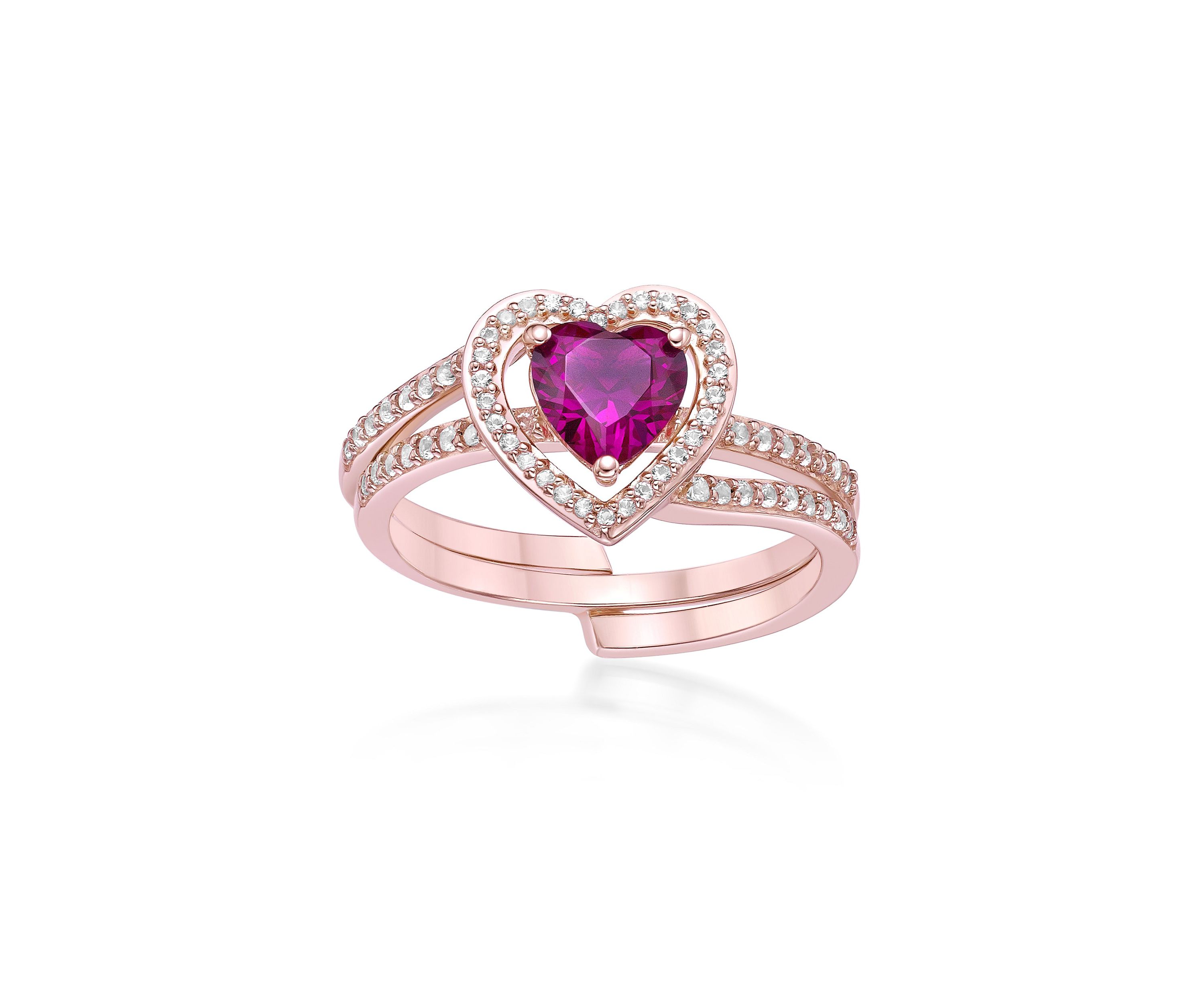 Lab Created 2 ct. t.w. Created Ruby and Created White Sapphire Ring in Rose Gold Plated Sterling Silver