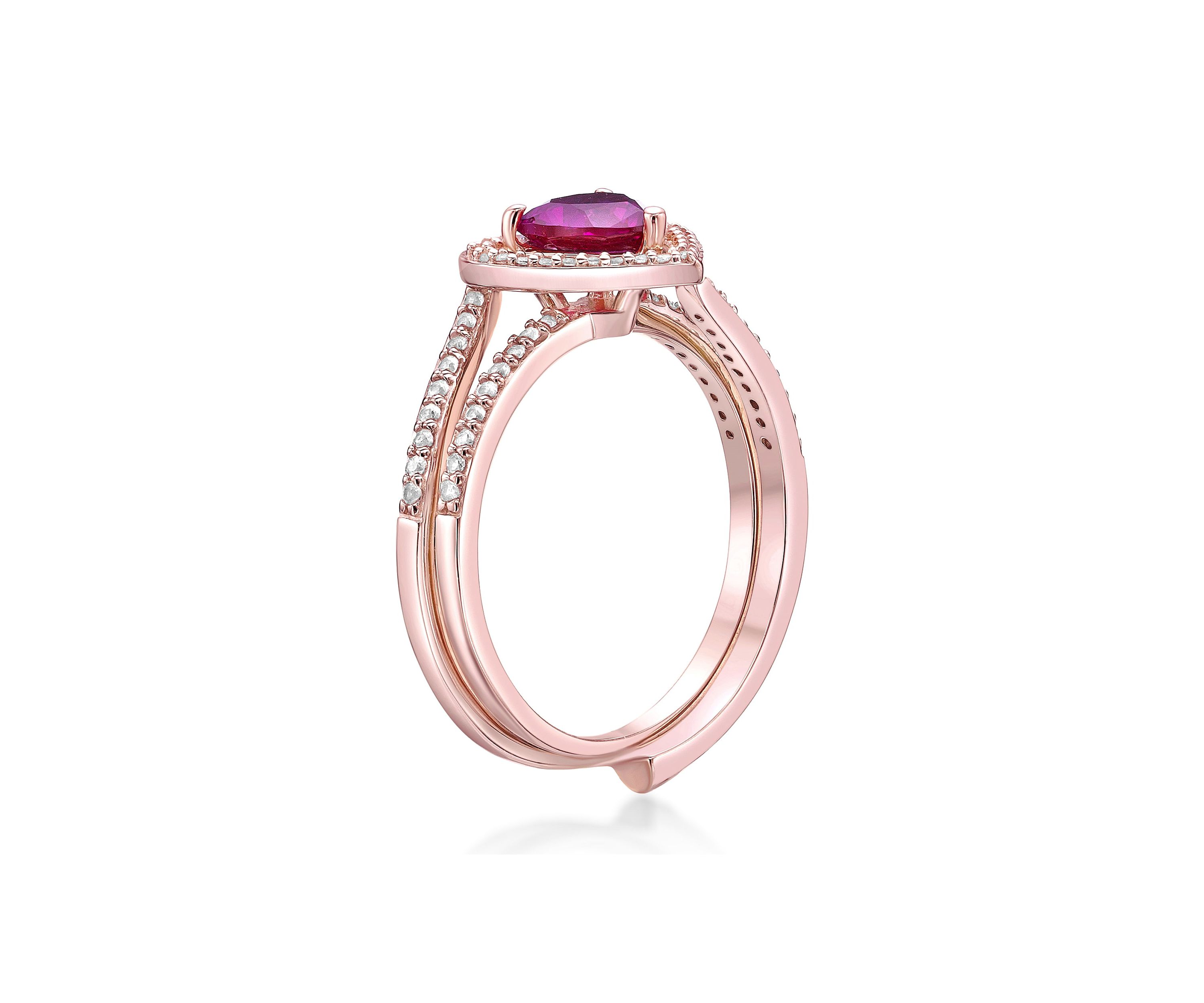 Lab Created 2 ct. t.w. Created Ruby and Created White Sapphire Ring in Rose Gold Plated Sterling Silver