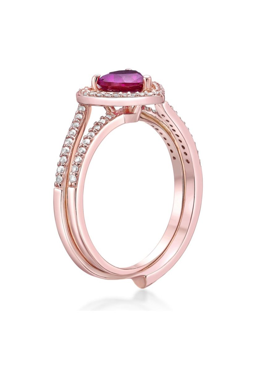 Lab Created 2 ct. t.w. Created Ruby and Created White Sapphire Ring in Rose Gold Plated Sterling Silver