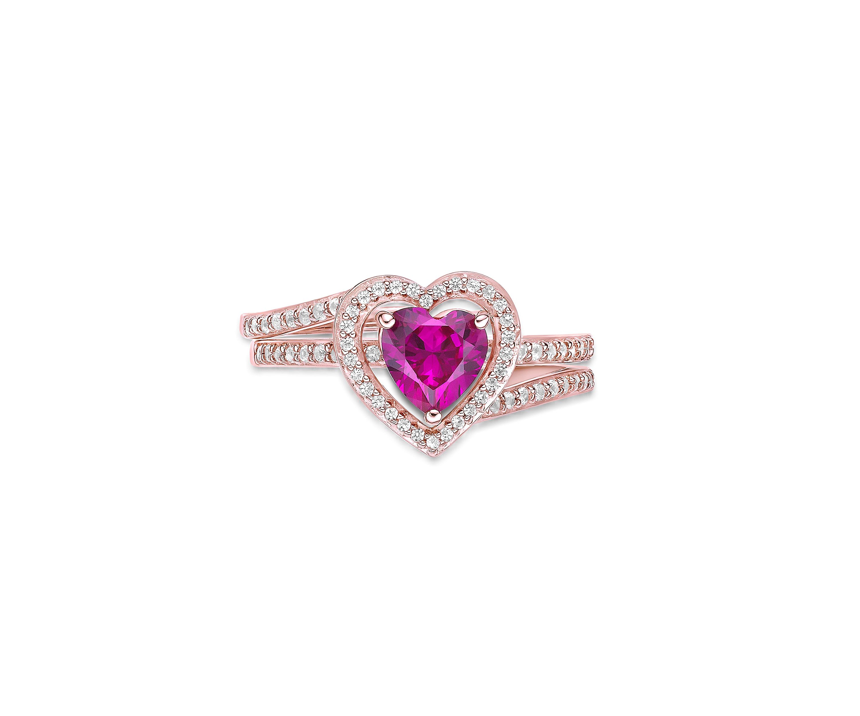 Lab Created 2 ct. t.w. Created Ruby and Created White Sapphire Ring in Rose Gold Plated Sterling Silver