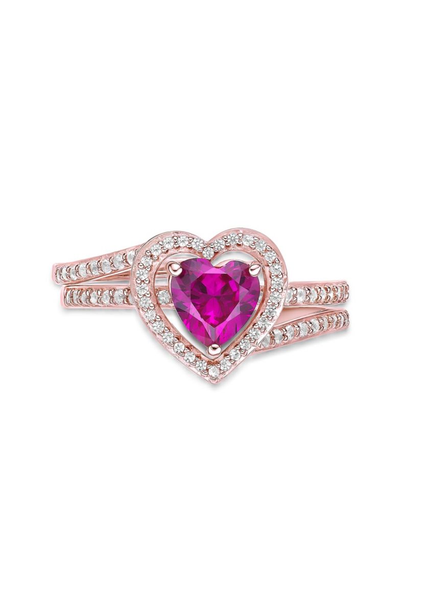 Lab Created 2 ct. t.w. Created Ruby and Created White Sapphire Ring in Rose Gold Plated Sterling Silver