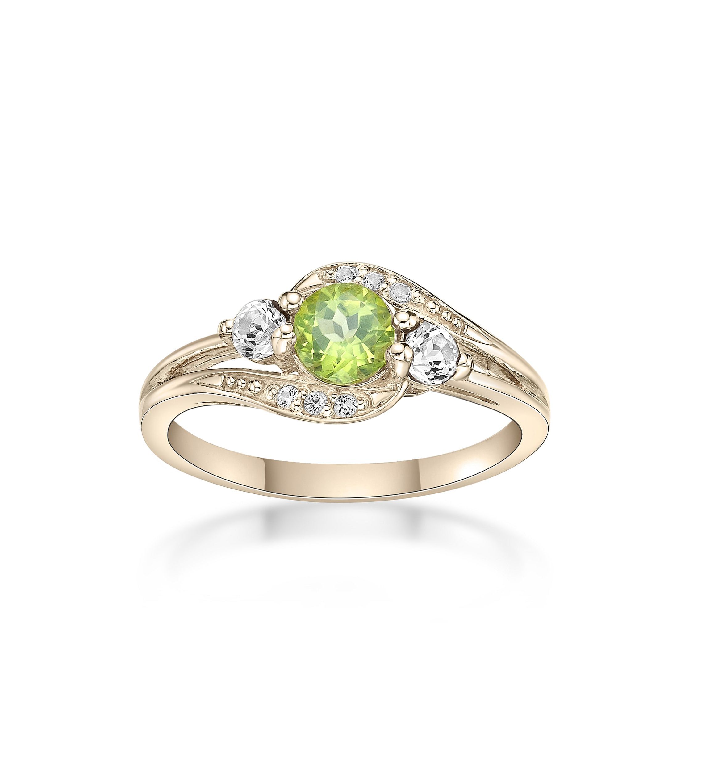 5/8 ct. t.w. Peridot and Created White Sapphire Ring in Gold Plated Sterling Silver