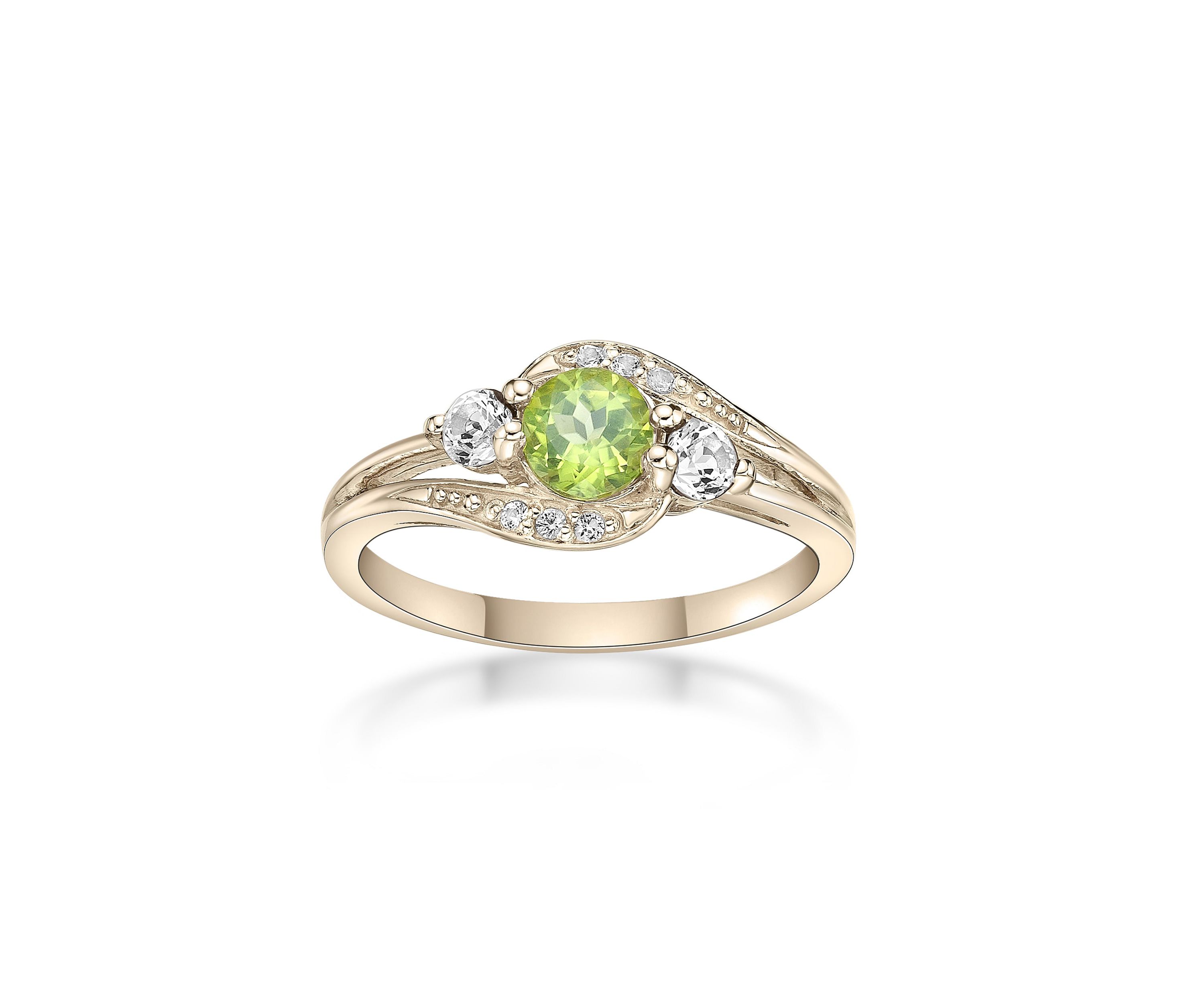 5/8 ct. t.w. Peridot and Created White Sapphire Ring in Gold Plated Sterling Silver