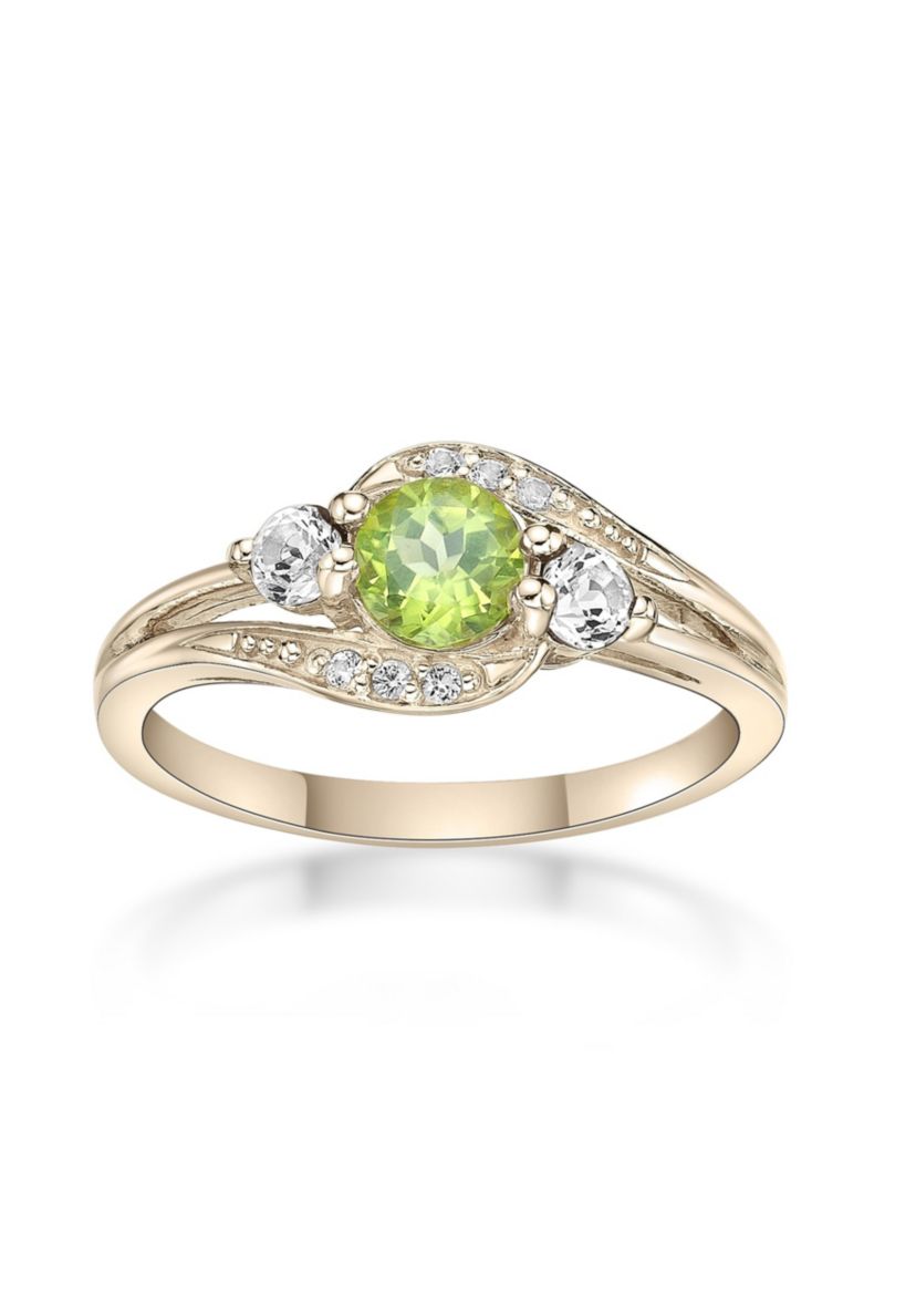 5/8 ct. t.w. Peridot and Created White Sapphire Ring in Gold Plated Sterling Silver