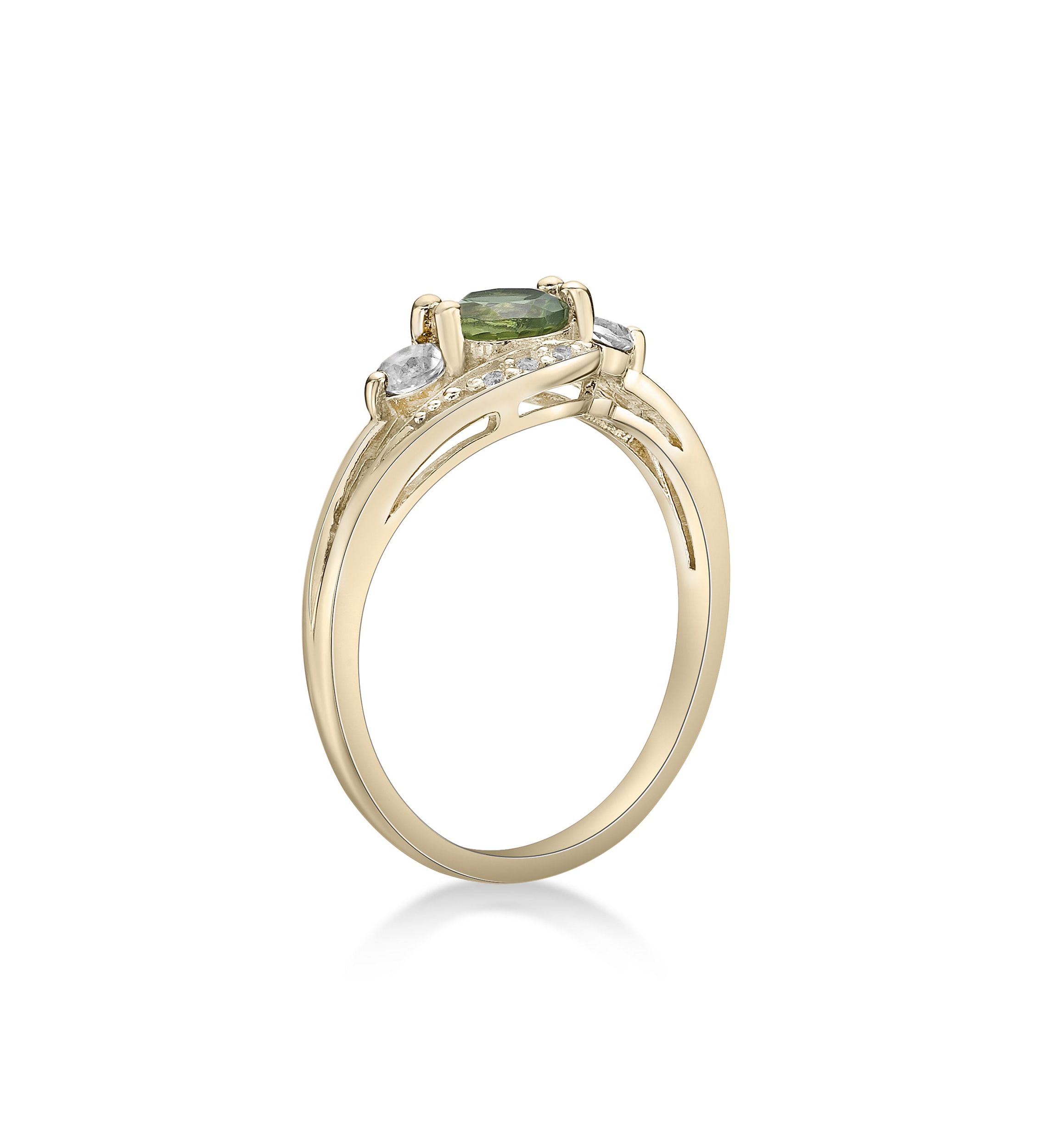 5/8 ct. t.w. Peridot and Created White Sapphire Ring in Gold Plated Sterling Silver