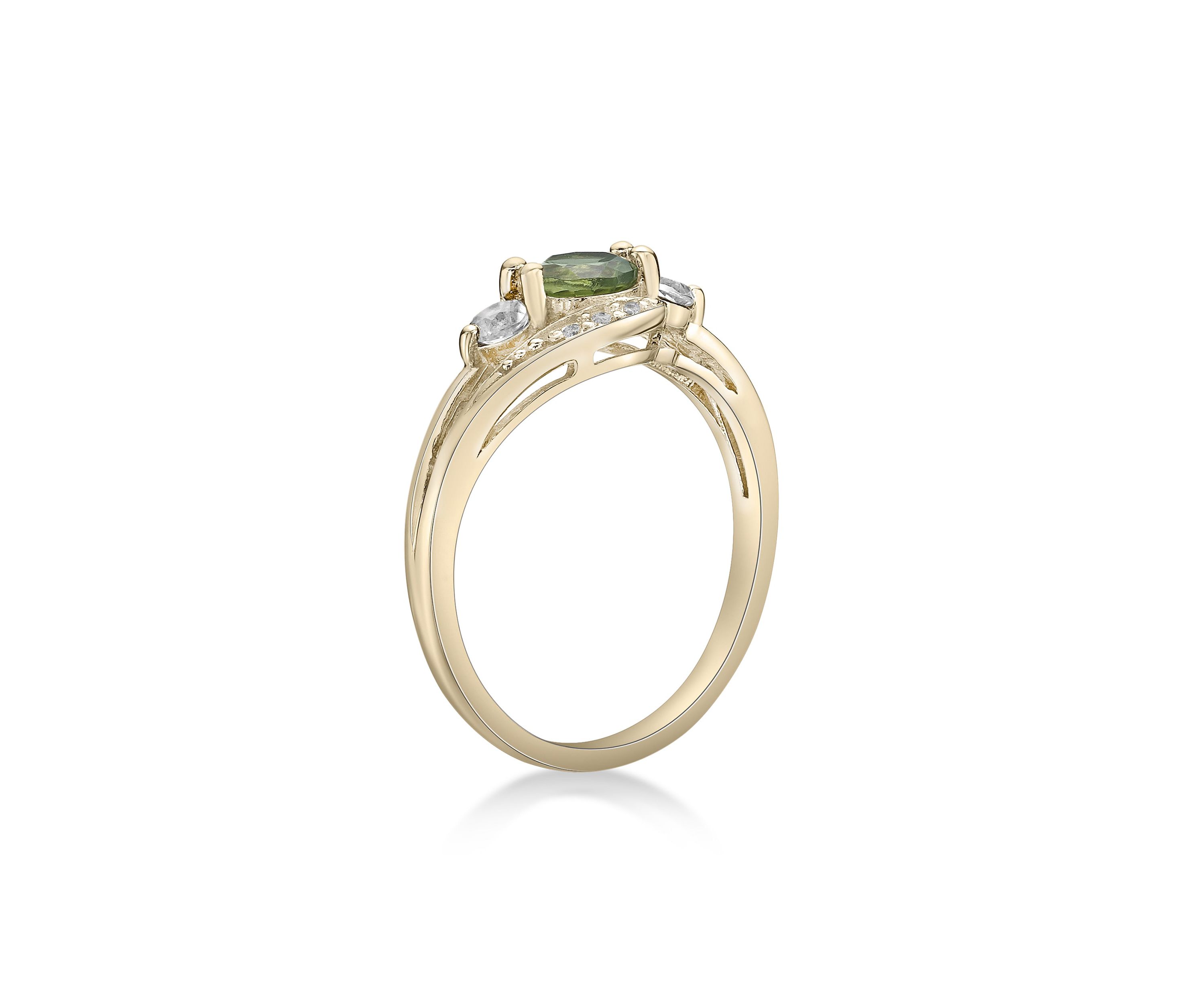 5/8 ct. t.w. Peridot and Created White Sapphire Ring in Gold Plated Sterling Silver