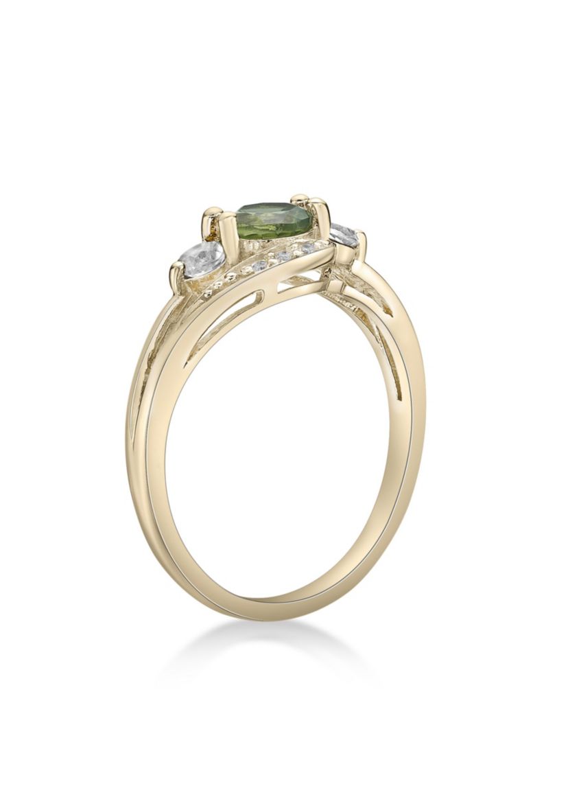 5/8 ct. t.w. Peridot and Created White Sapphire Ring in Gold Plated Sterling Silver