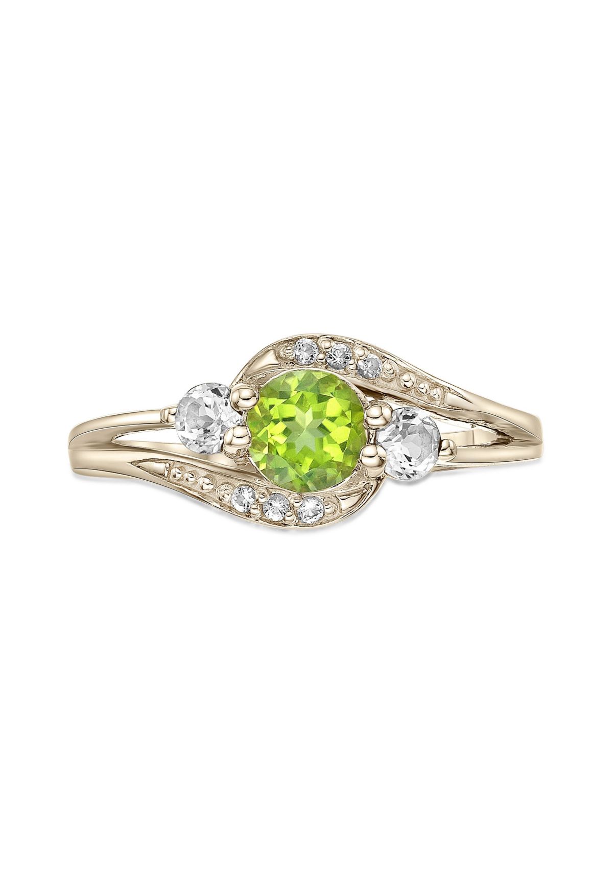 5/8 ct. t.w. Peridot and Created White Sapphire Ring in Gold Plated Sterling Silver