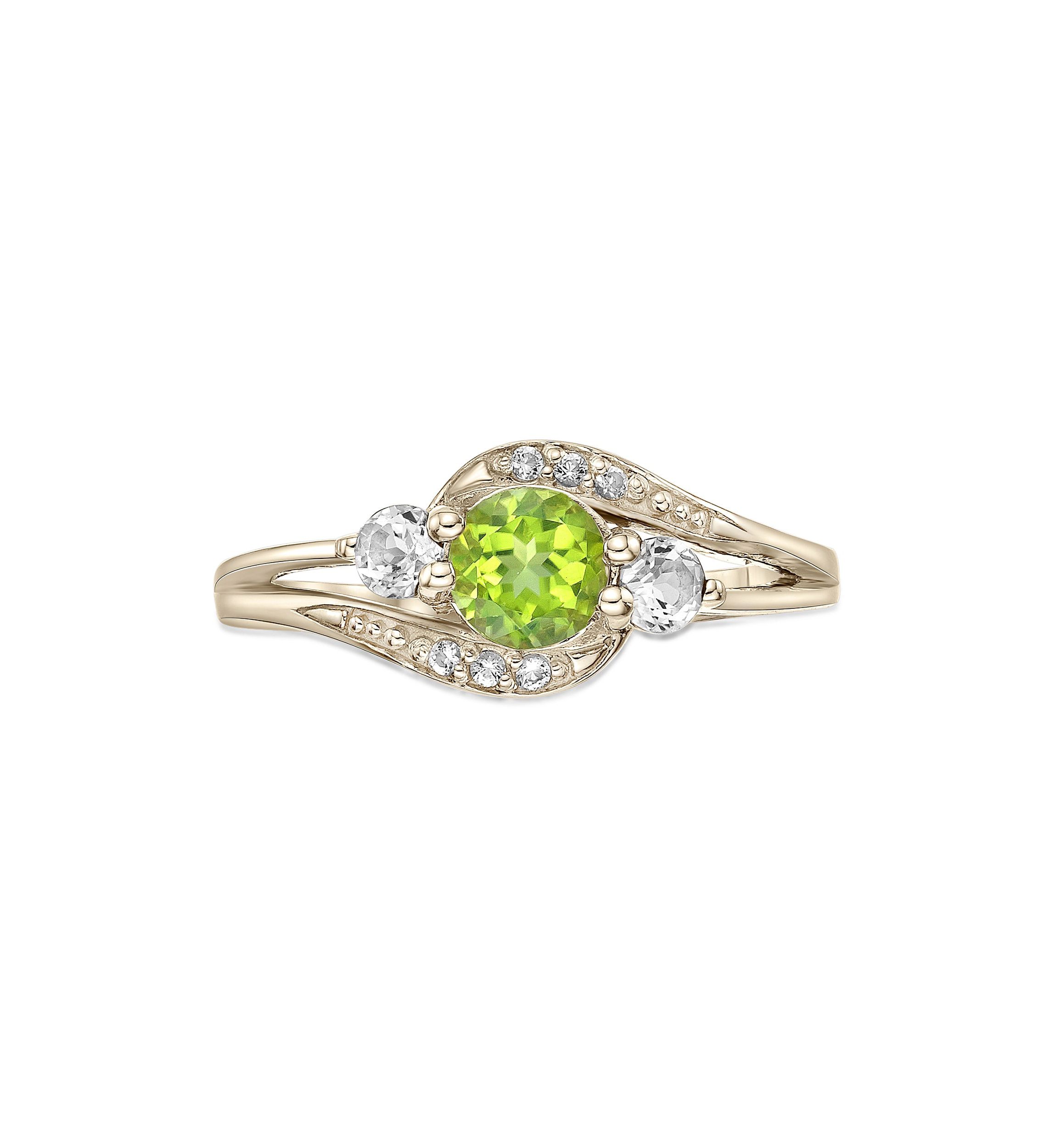 5/8 ct. t.w. Peridot and Created White Sapphire Ring in Gold Plated Sterling Silver