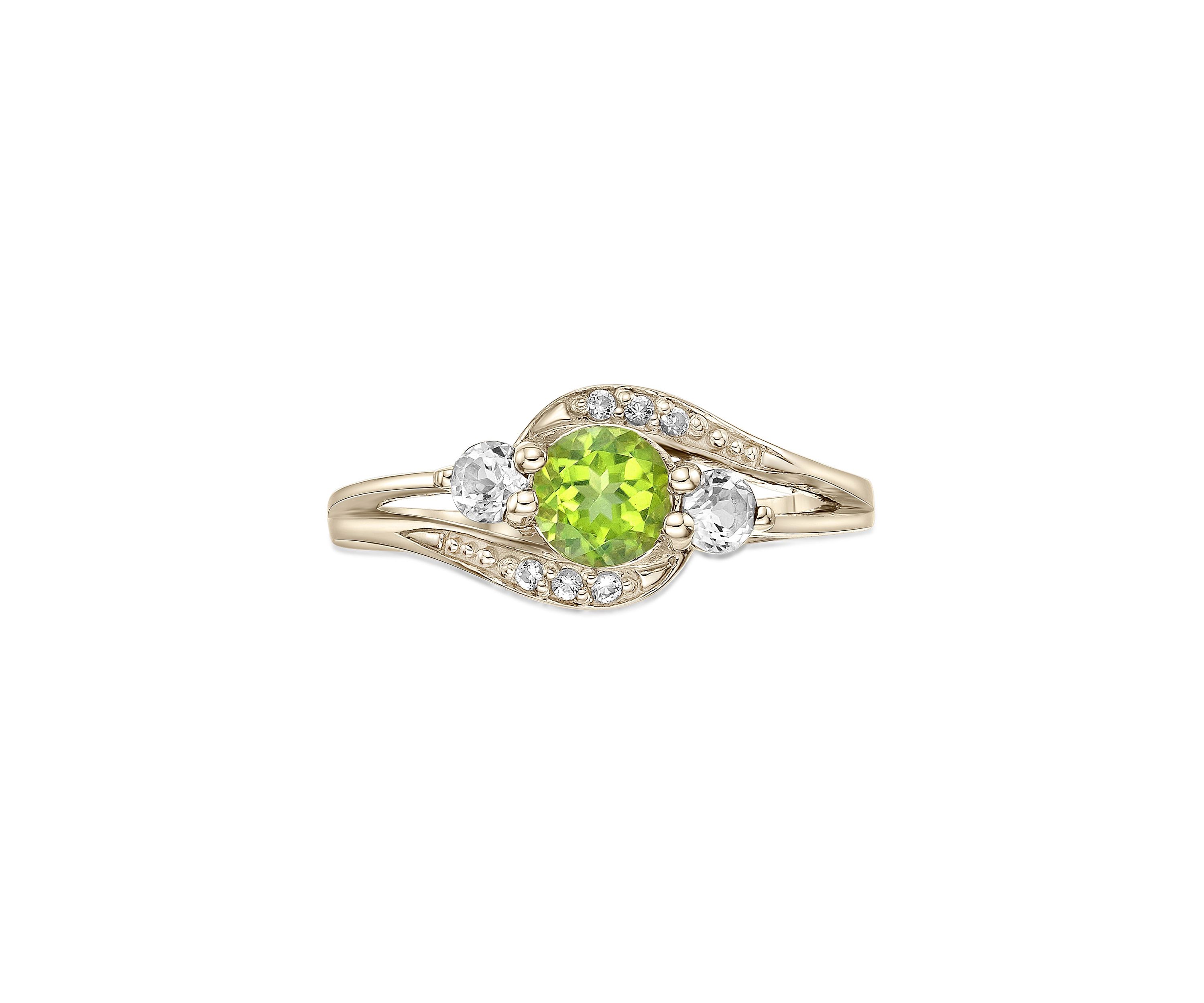 5/8 ct. t.w. Peridot and Created White Sapphire Ring in Gold Plated Sterling Silver