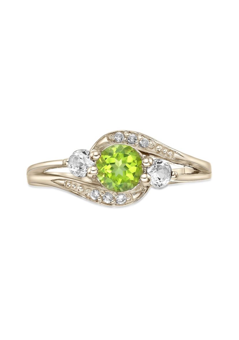 5/8 ct. t.w. Peridot and Created White Sapphire Ring in Gold Plated Sterling Silver