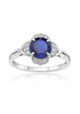 Gemminded Lab Created 1 3/4 ct. t.w. Created Sapphire and Created White Sapphire Ring in Sterling Silver