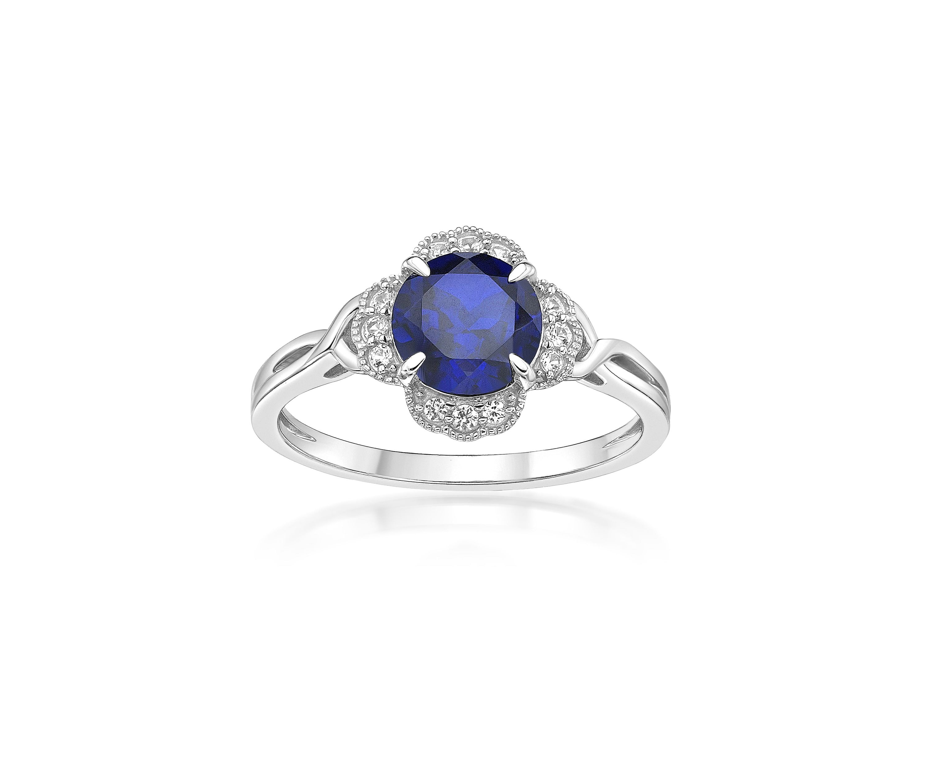 Lab Created 1 3/4 ct. t.w. Created Sapphire and Created White Sapphire Ring in Sterling Silver