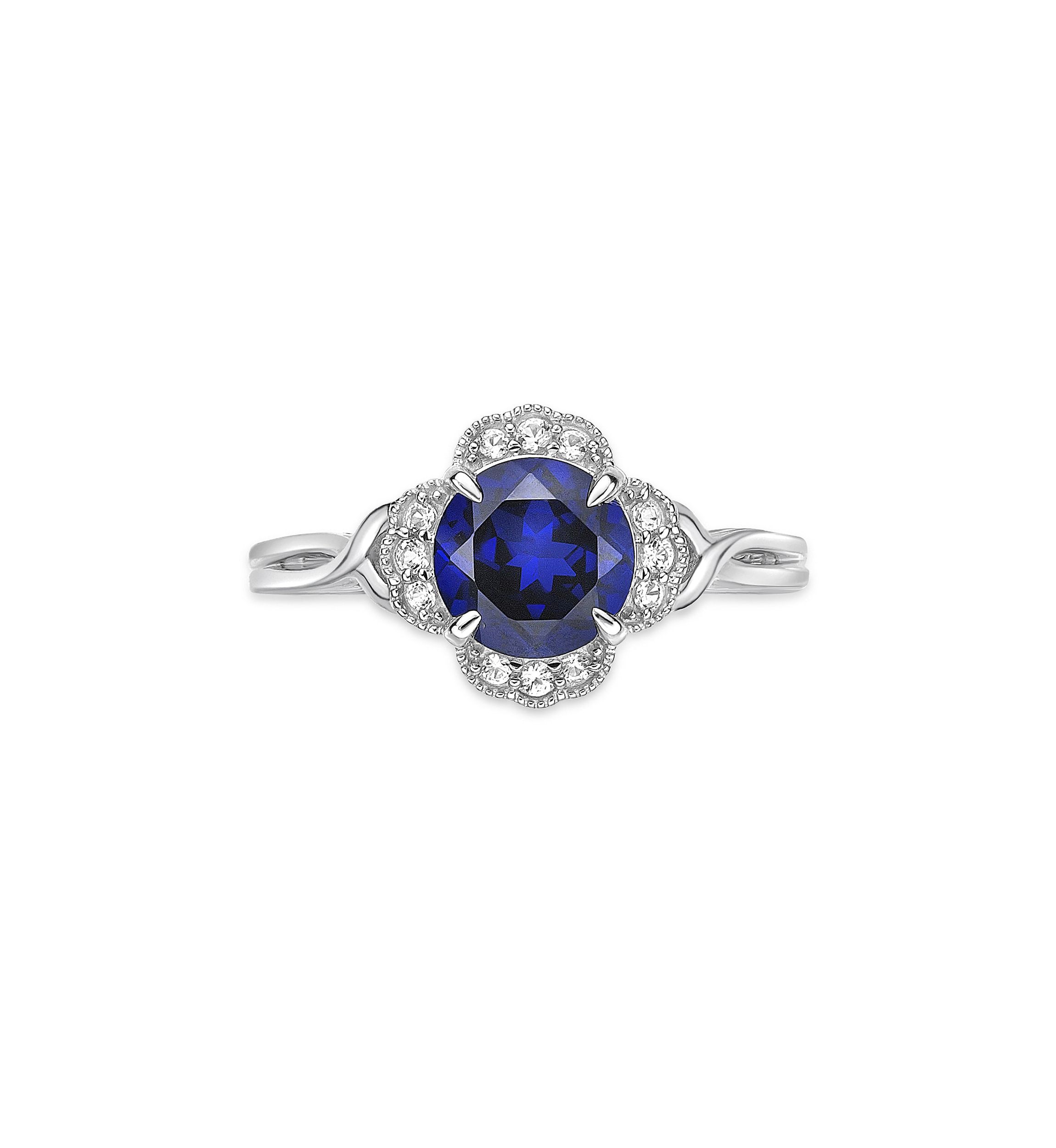 Lab Created 1 3/4 ct. t.w. Created Sapphire and Created White Sapphire Ring in Sterling Silver