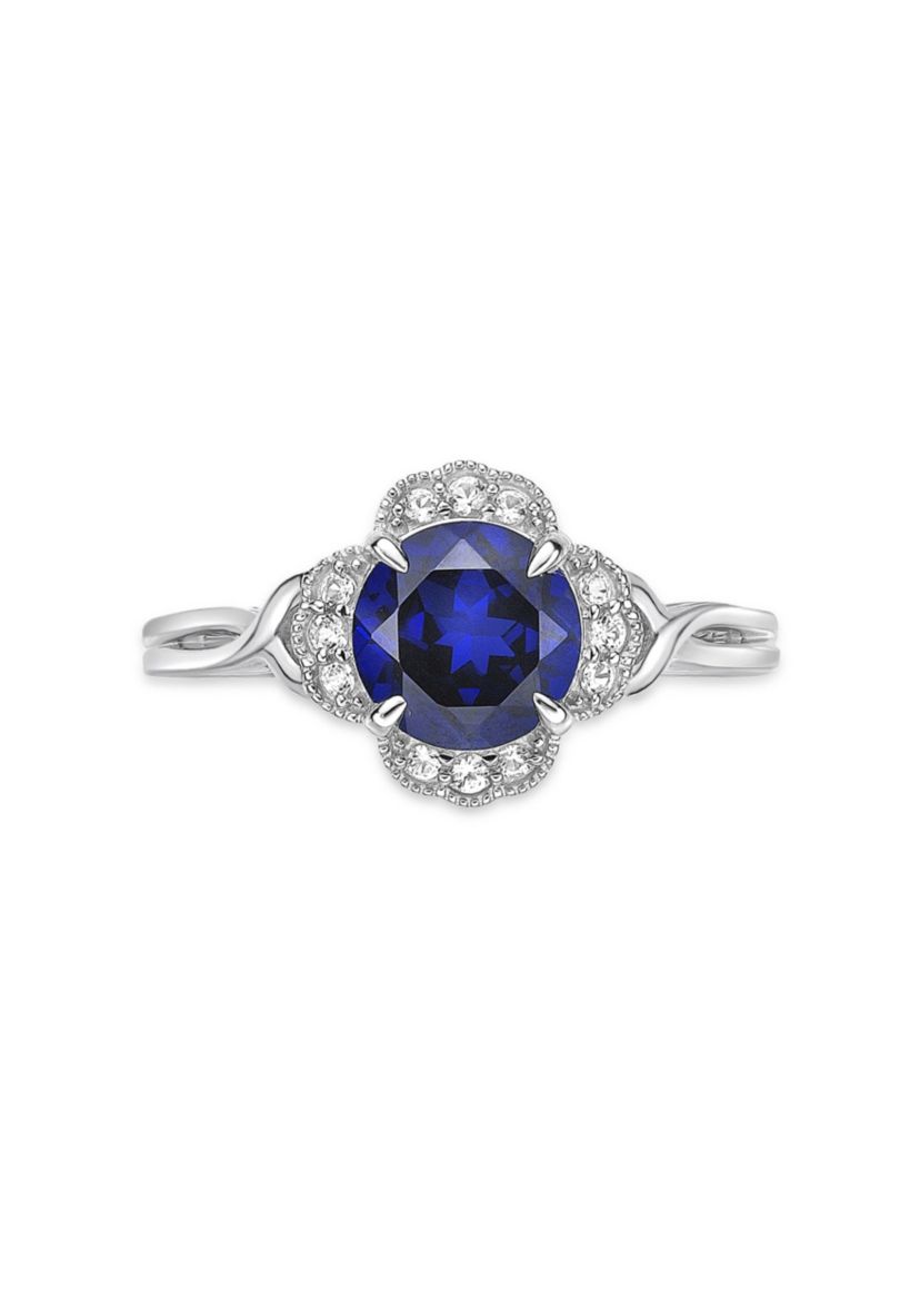 Lab Created 1 3/4 ct. t.w. Created Sapphire and Created White Sapphire Ring in Sterling Silver