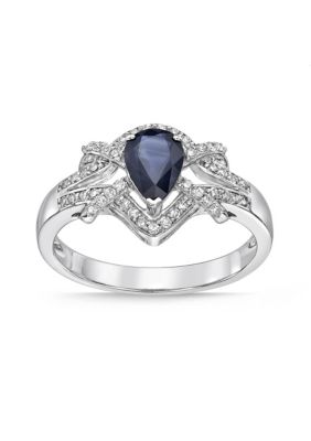 3/4 ct. t.w. Sapphire and 1/4 Diamond Ring 10K White Gold