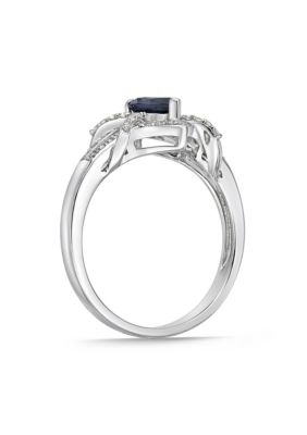 3/4 ct. t.w. Sapphire and 1/4 Diamond Ring 10K White Gold