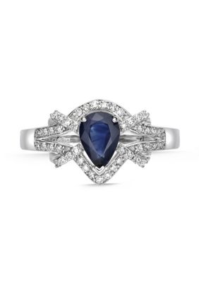 3/4 ct. t.w. Sapphire and 1/4 Diamond Ring 10K White Gold