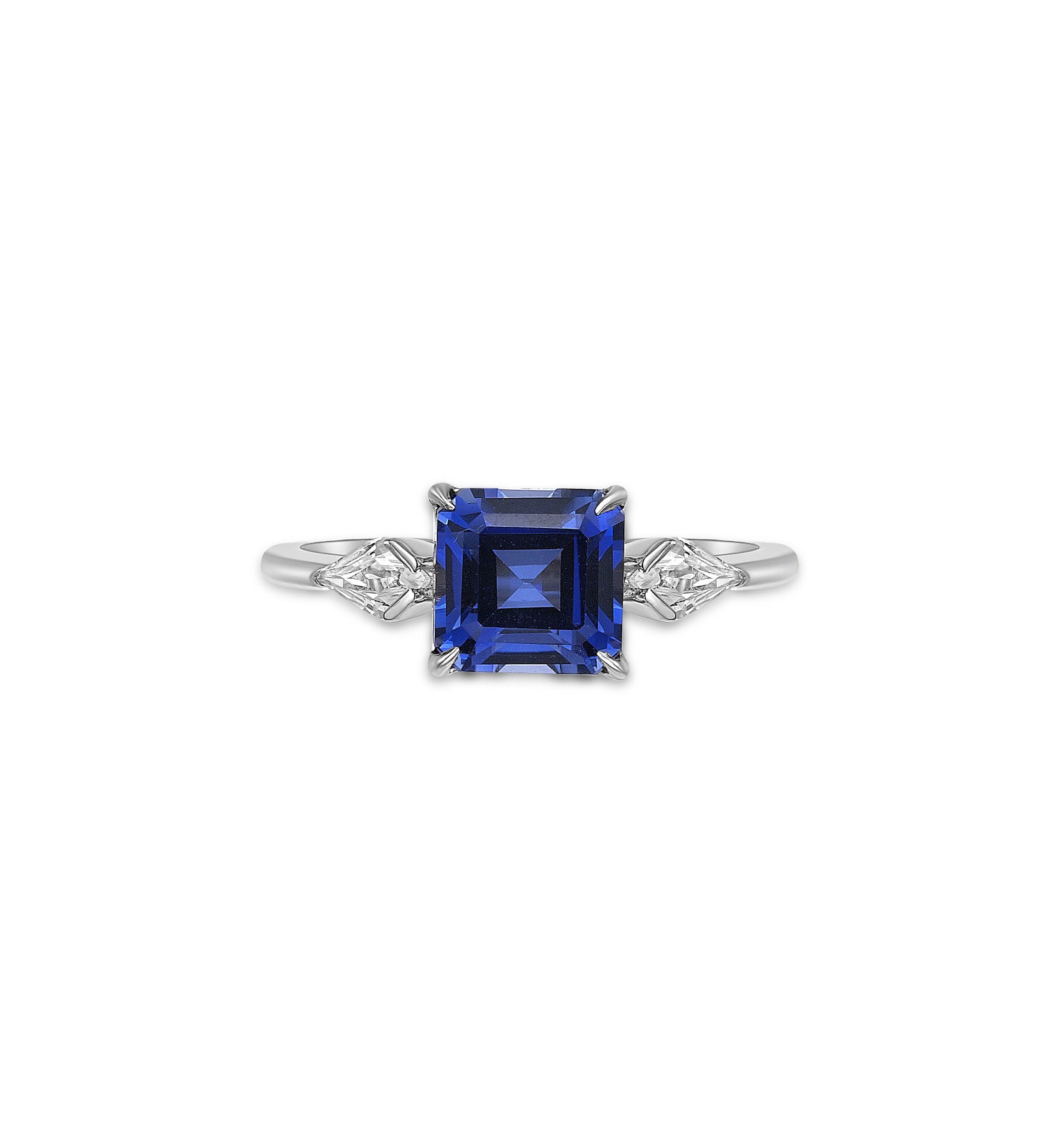 Lab Created Created Sapphire and Created White Sapphire Ring in Sterling Silver